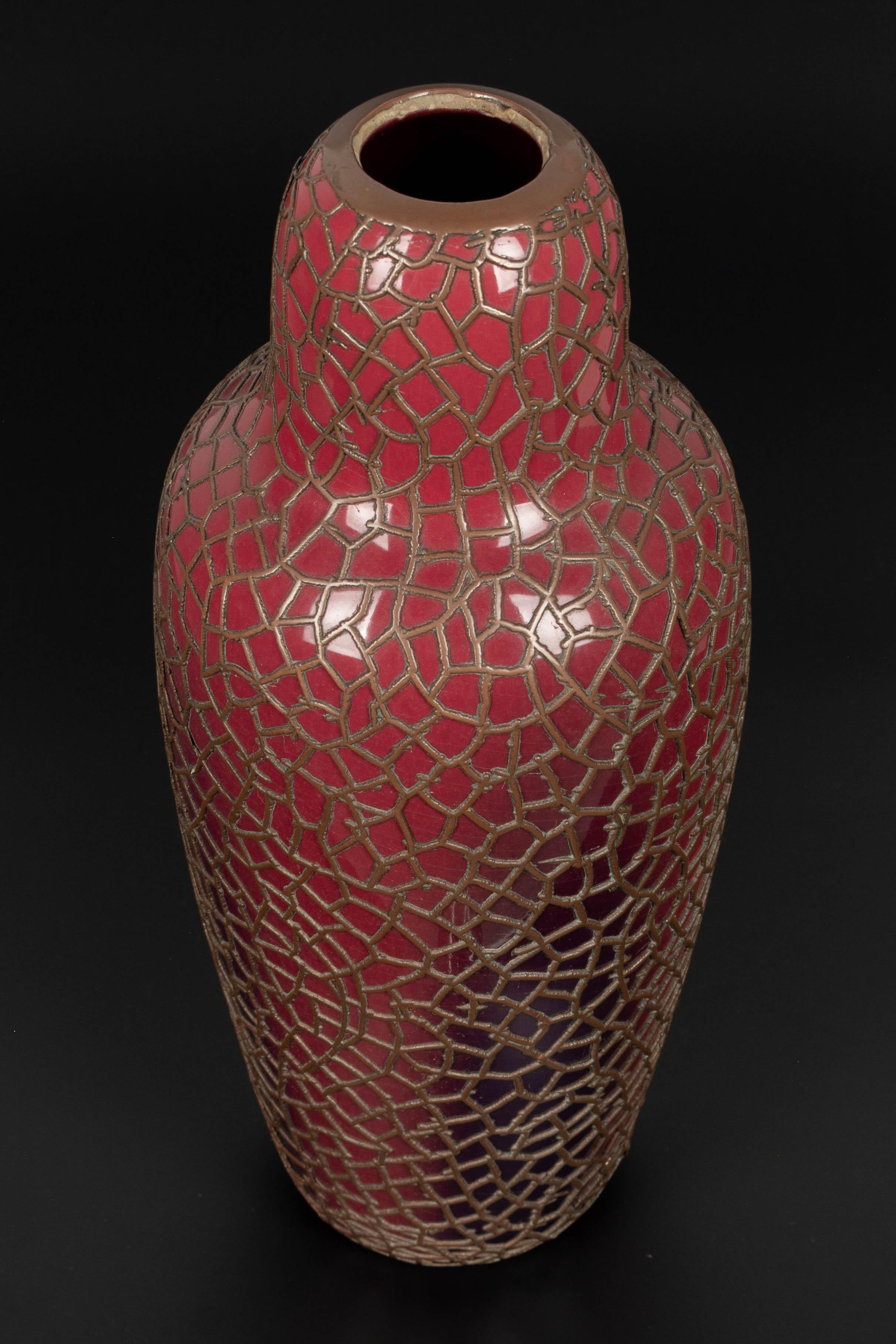 French Ceramic & Bronze Vase by Jean Baptiste Massier  For Sale 4