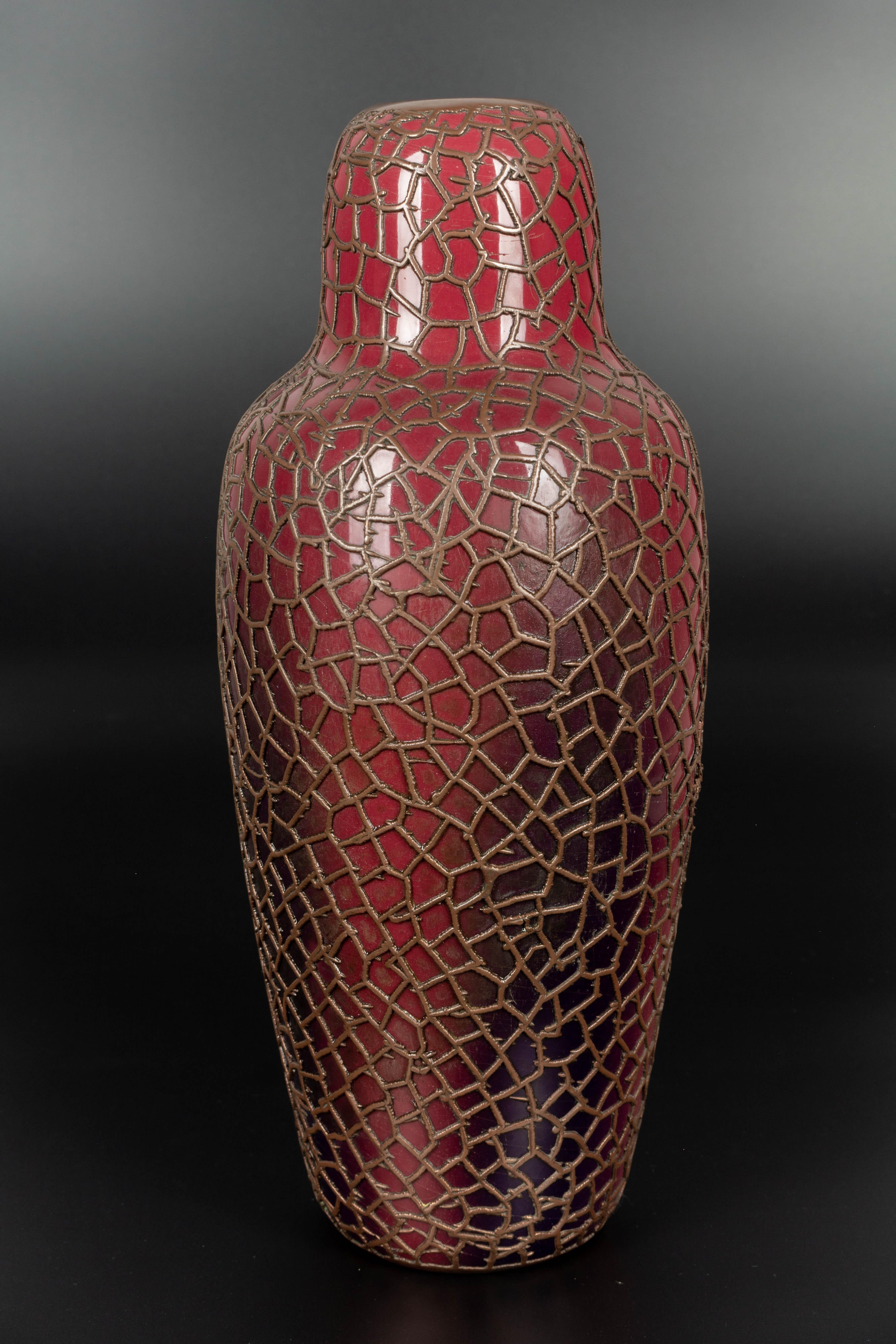 French Ceramic & Bronze Vase by Jean Baptiste Massier  In Good Condition For Sale In Winter Park, FL
