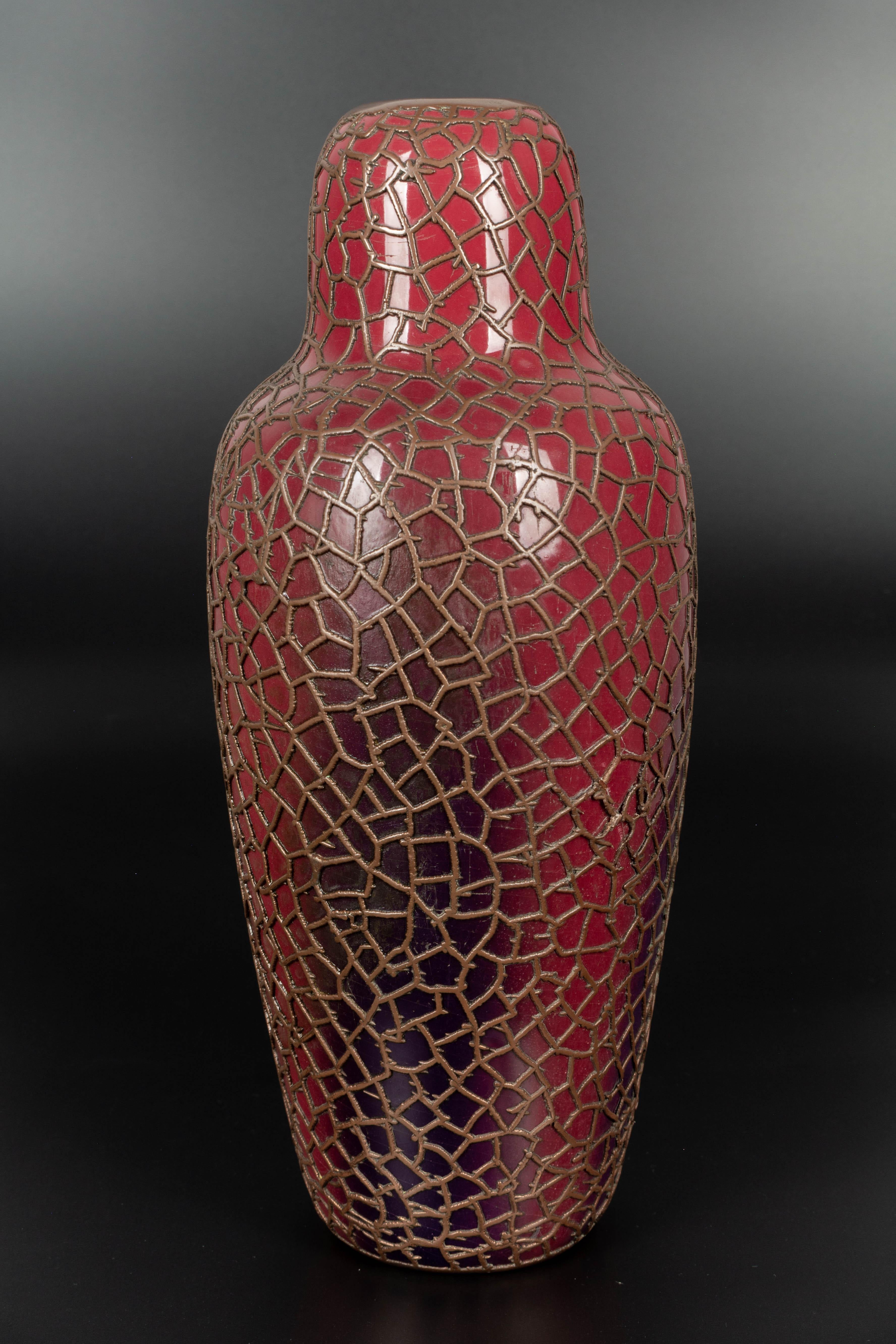 20th Century French Ceramic & Bronze Vase by Jean Baptiste Massier  For Sale