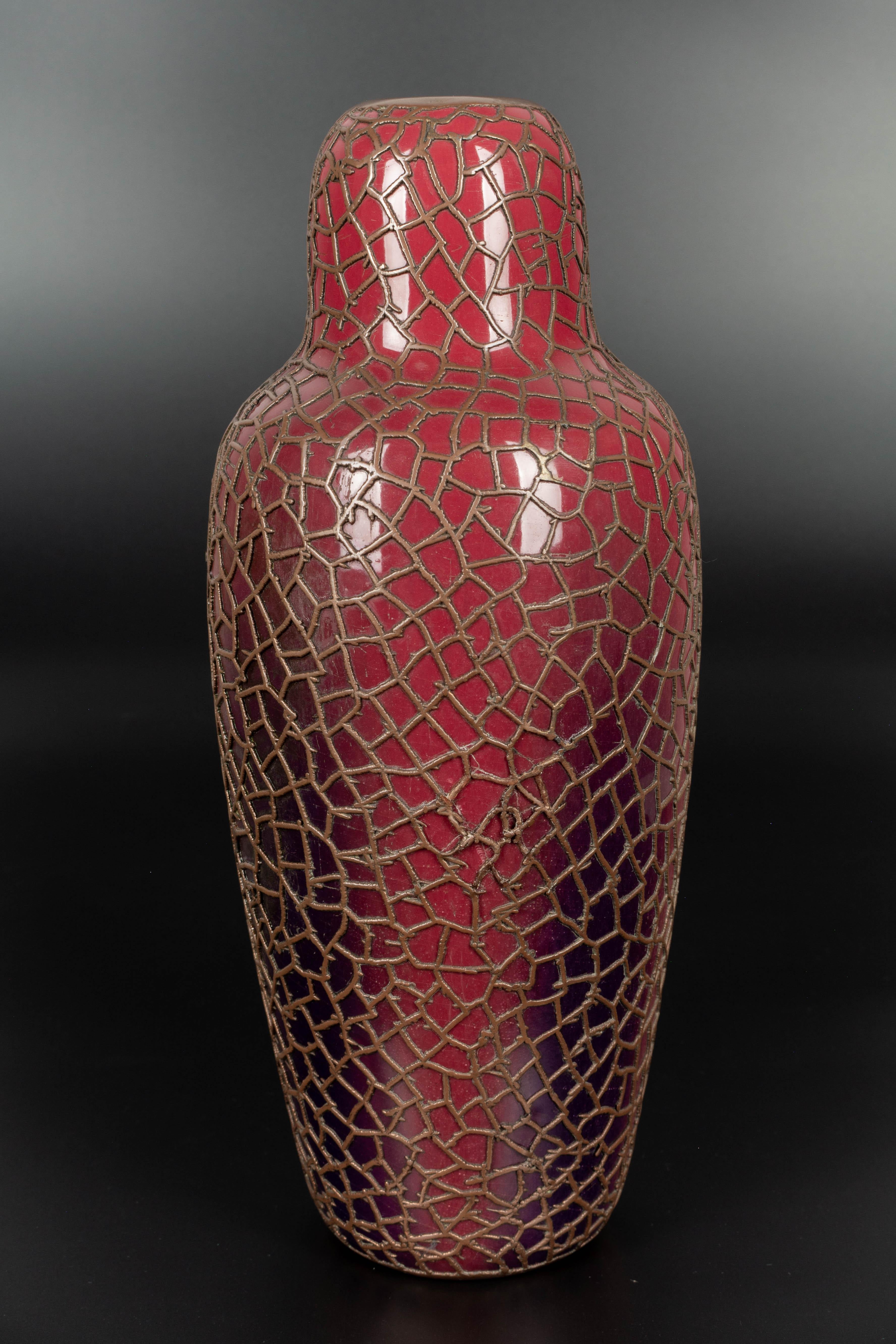 French Ceramic & Bronze Vase by Jean Baptiste Massier  For Sale 1