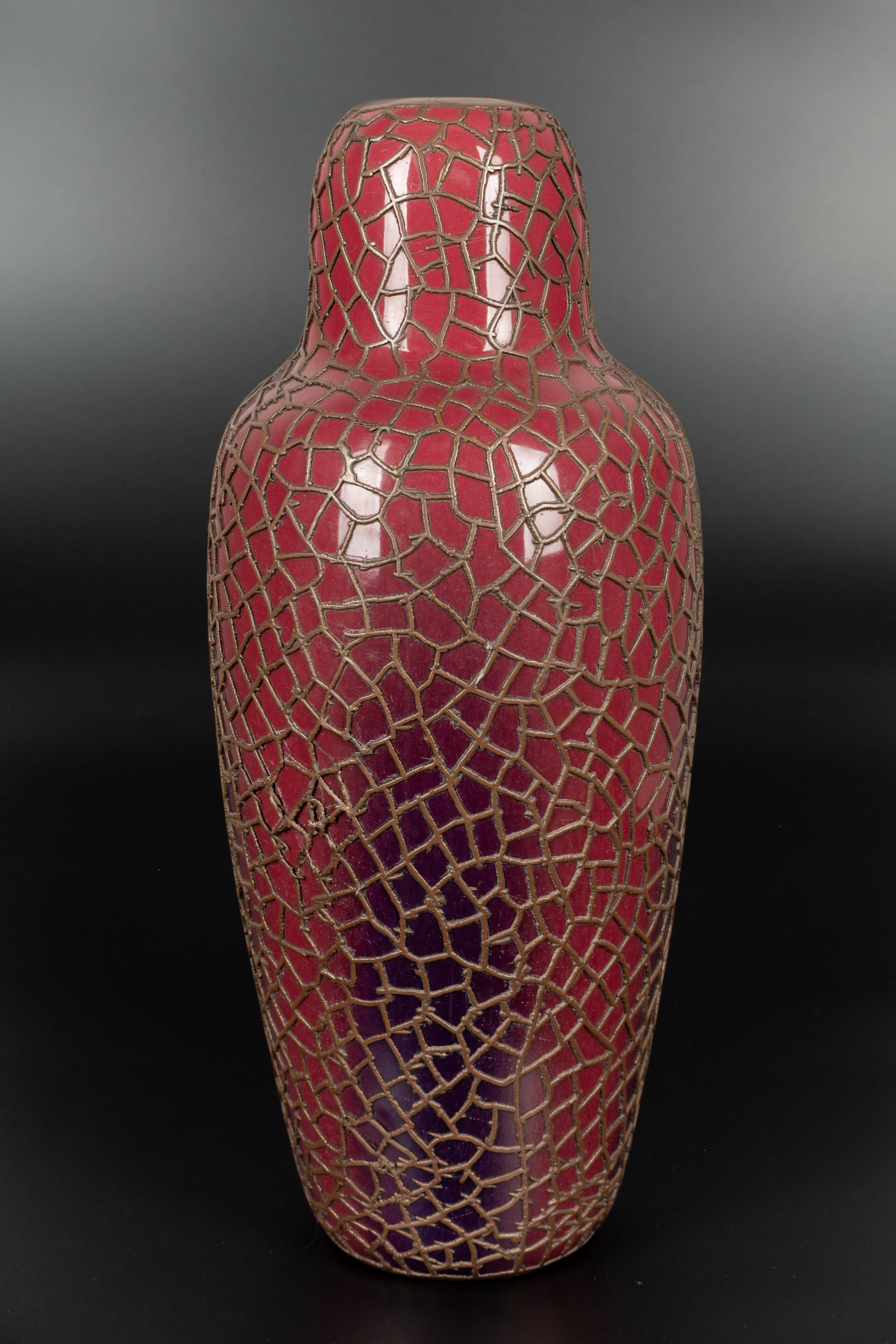 French Ceramic & Bronze Vase by Jean Baptiste Massier  For Sale 2