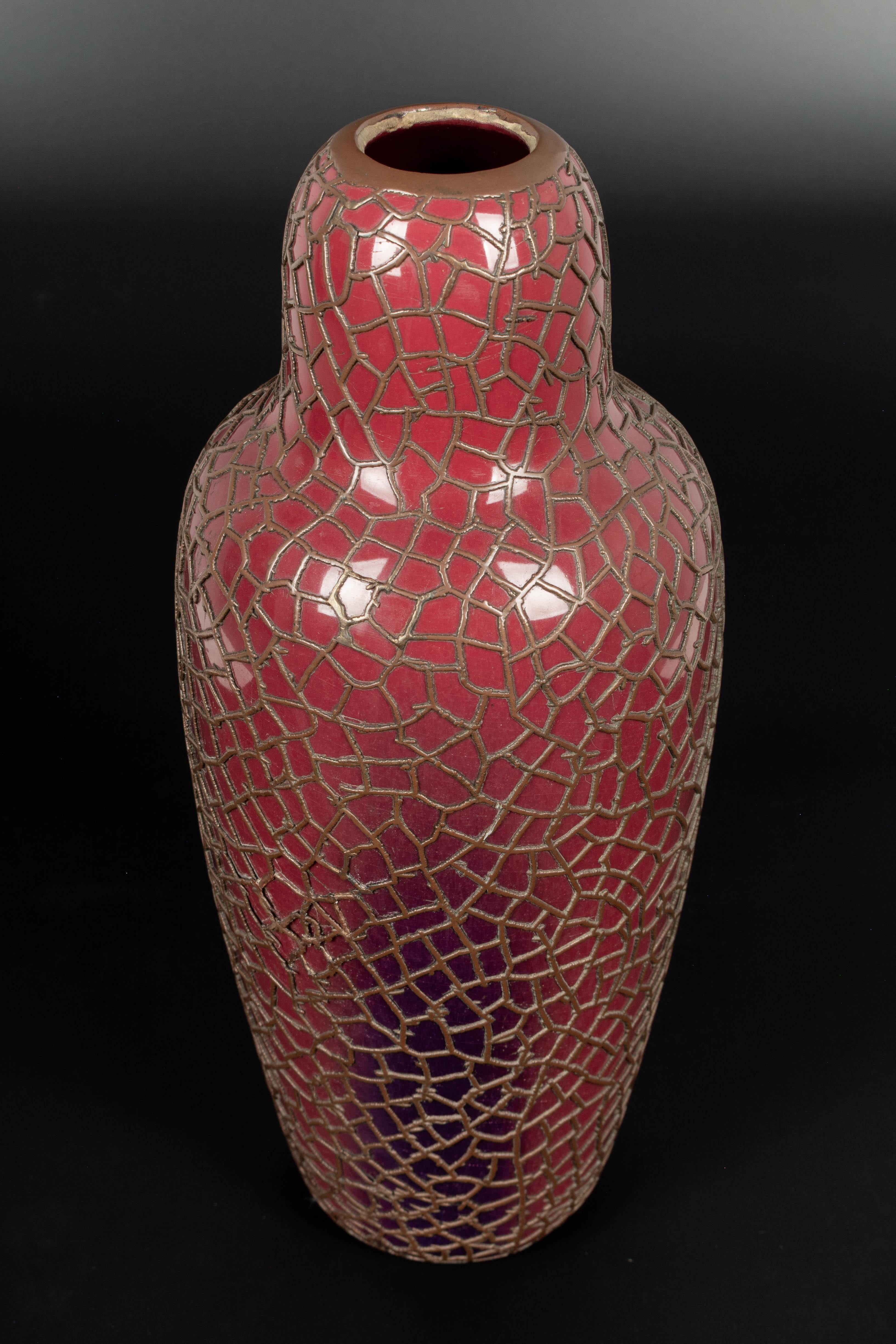 French Ceramic & Bronze Vase by Jean Baptiste Massier  For Sale 3