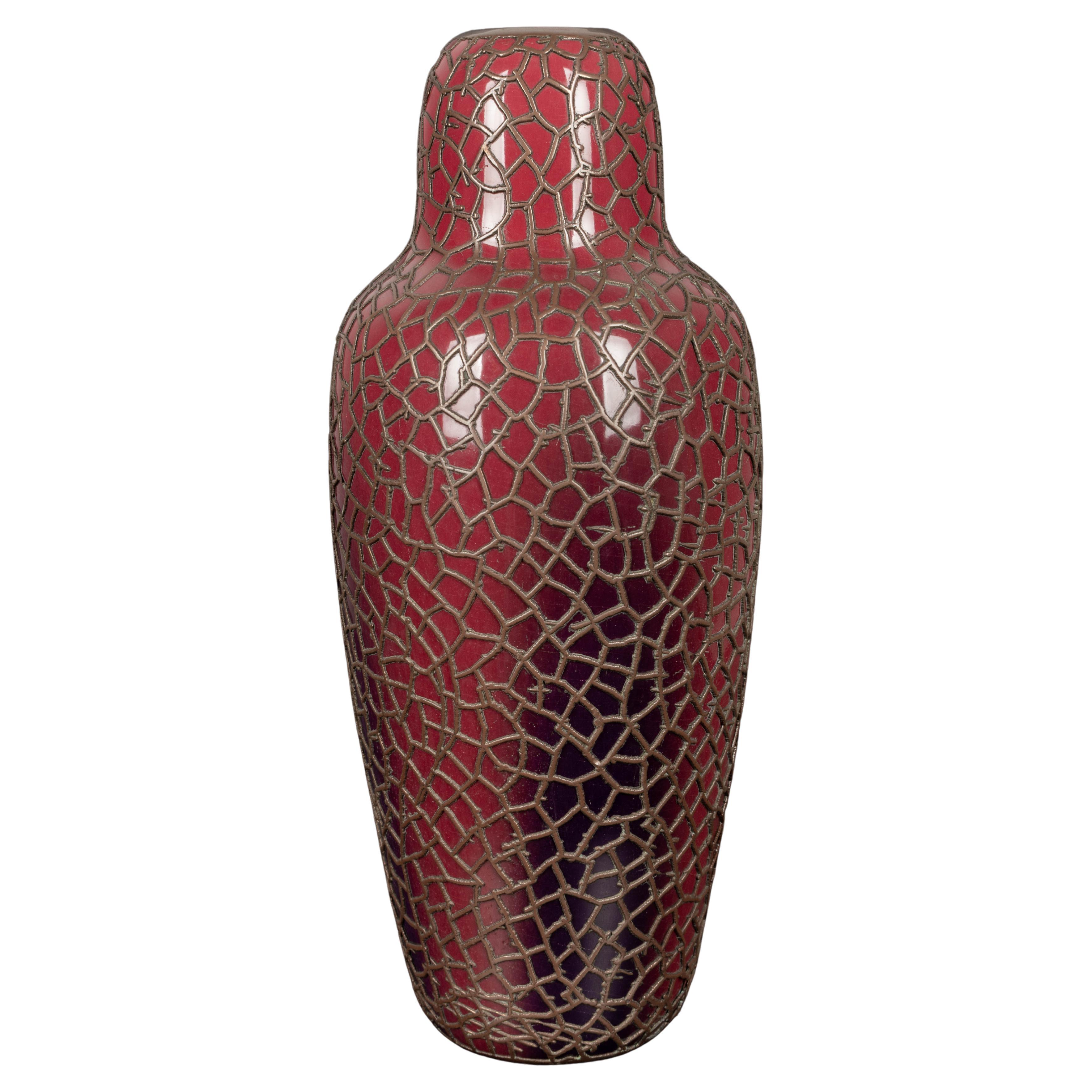 French Ceramic & Bronze Vase by Jean Baptiste Massier