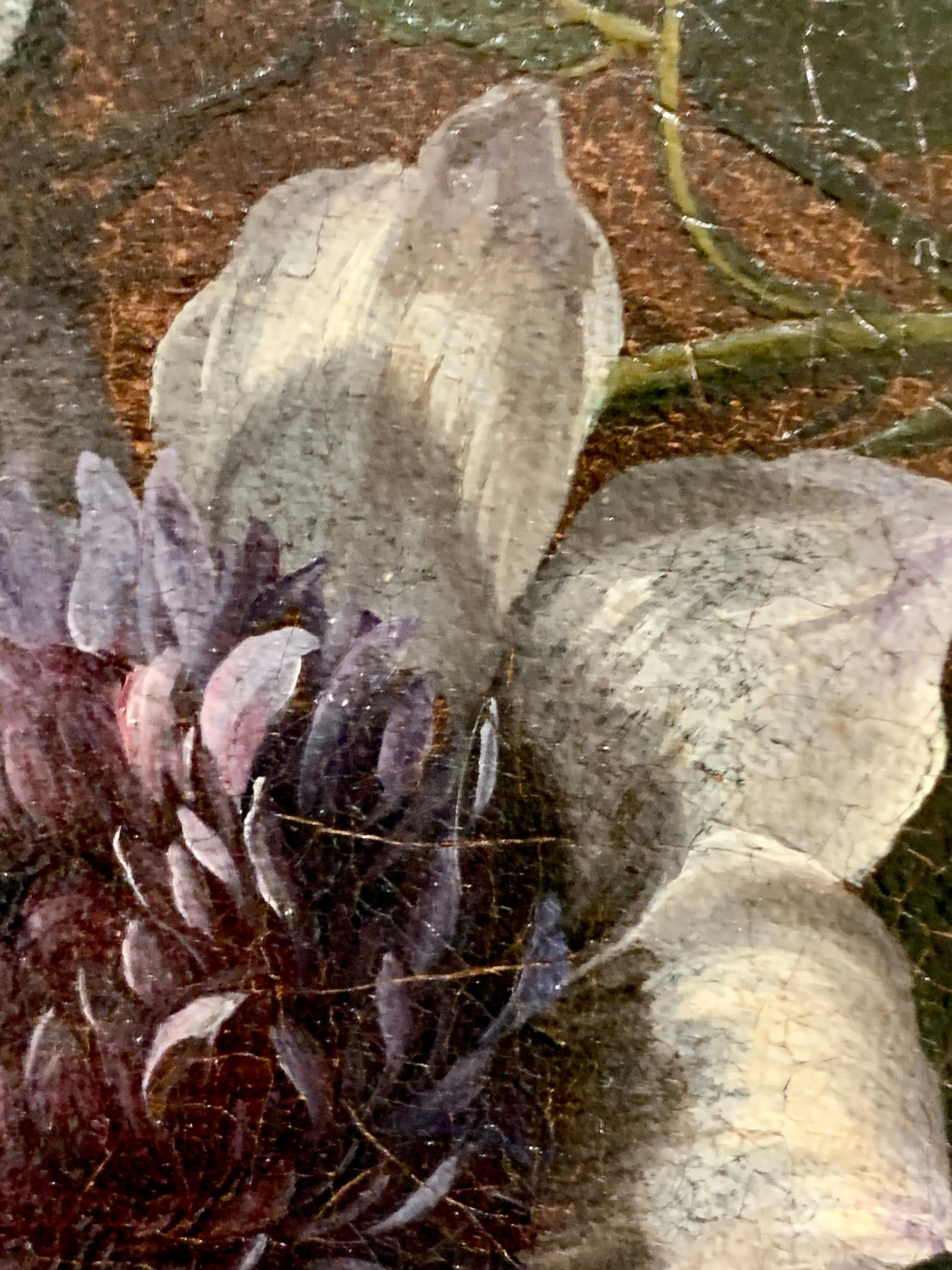 17th century French still life of Sunflowers, Roses, Peonies , Aster 5