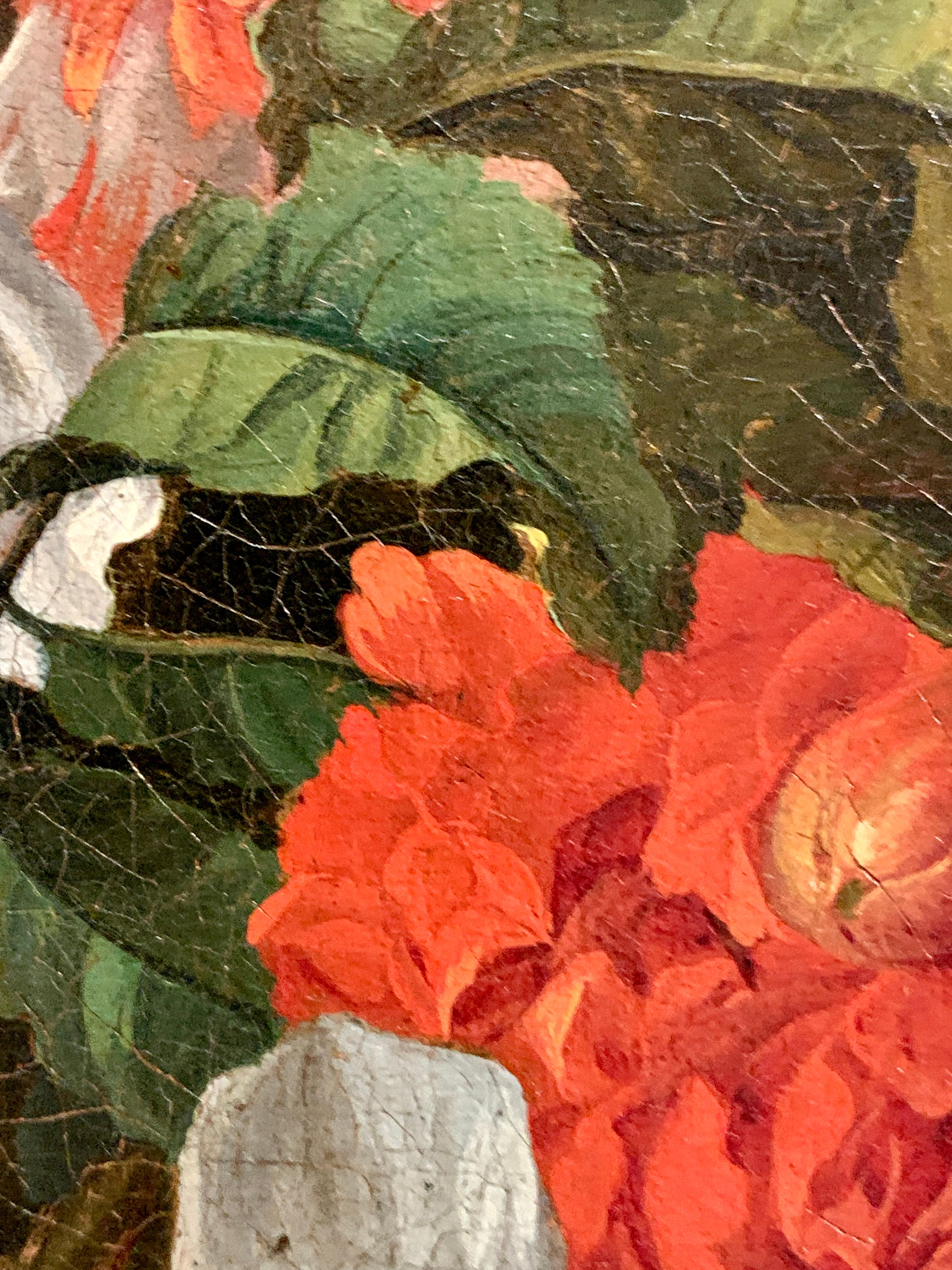17th century French still life of Sunflowers, Roses, Peonies , Aster 6