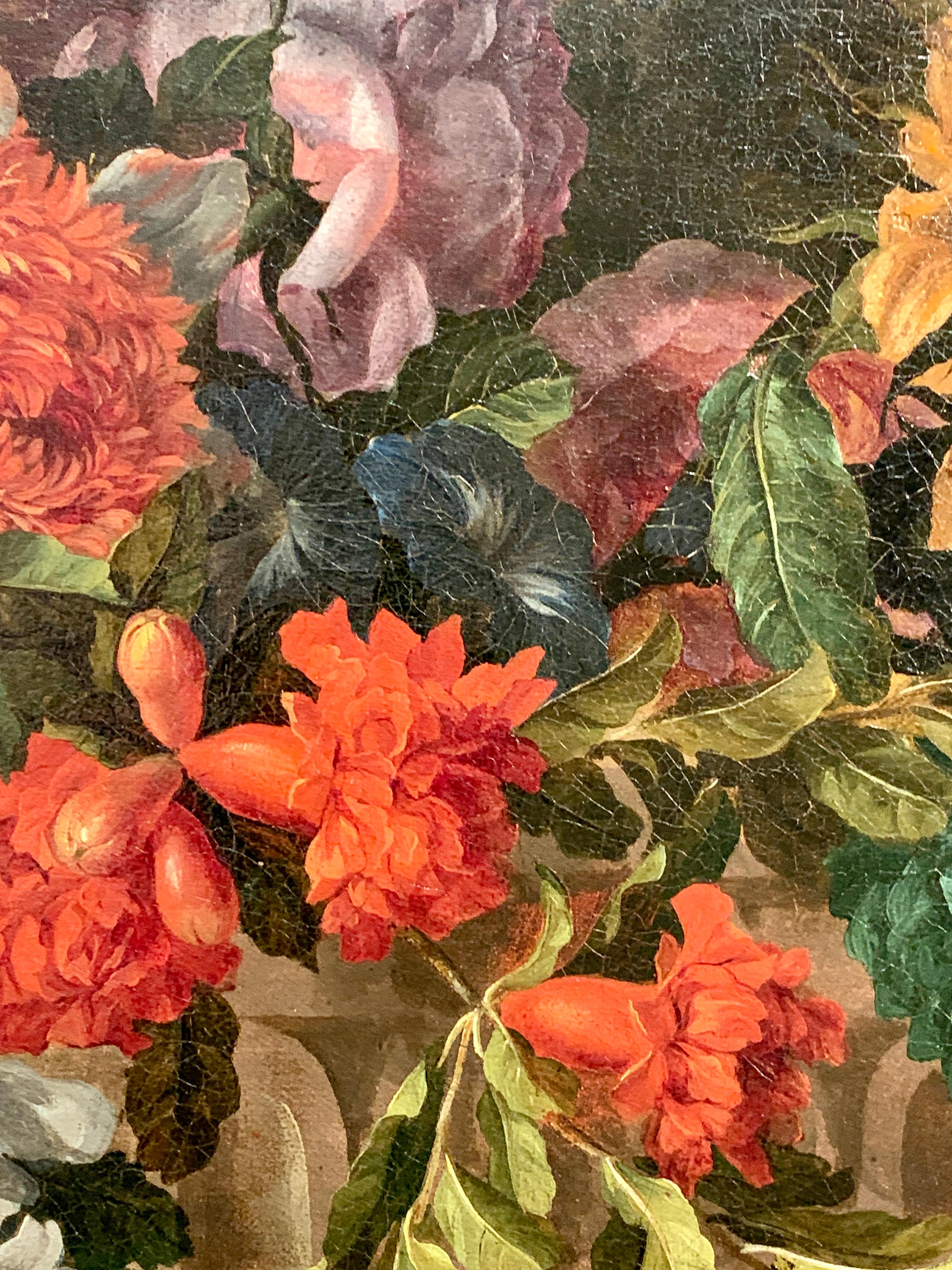 17th century French still life of Sunflowers, Roses, Peonies , Aster - Old Masters Painting by Jean Baptiste Monnoyer