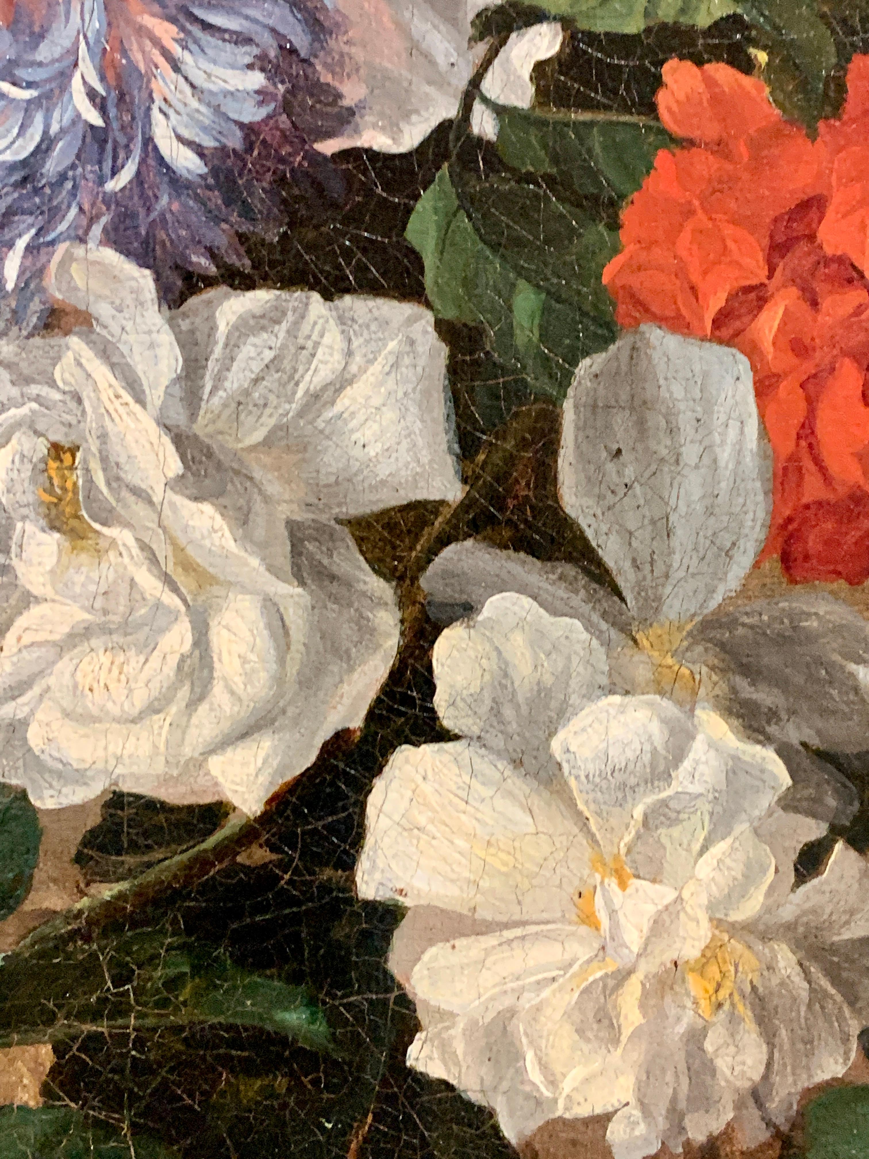 17th century French still life of Sunflowers, Roses, Peonies , Aster 1