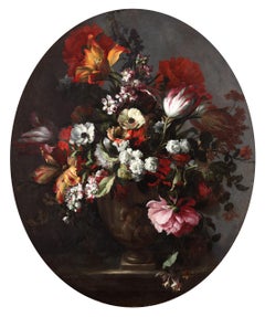 Flowers in a stone vase with putti by Jean Baptiste Monnoyer (1626 - 1699)
