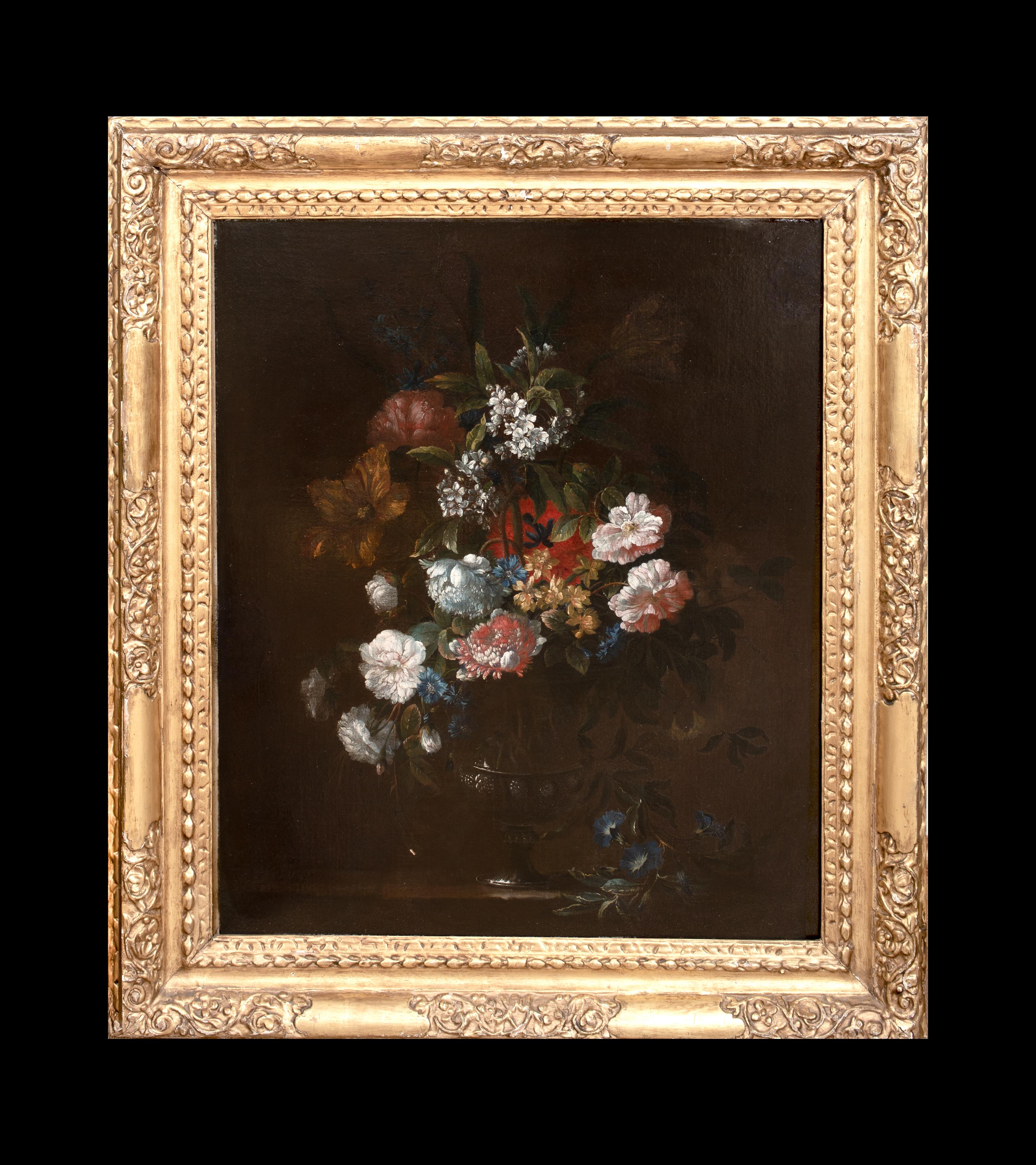 17th Century French Still Life Peonies, Blossom & Tulips, 17th Century MONNOYER - Painting by Jean-Baptiste Monnoyer
