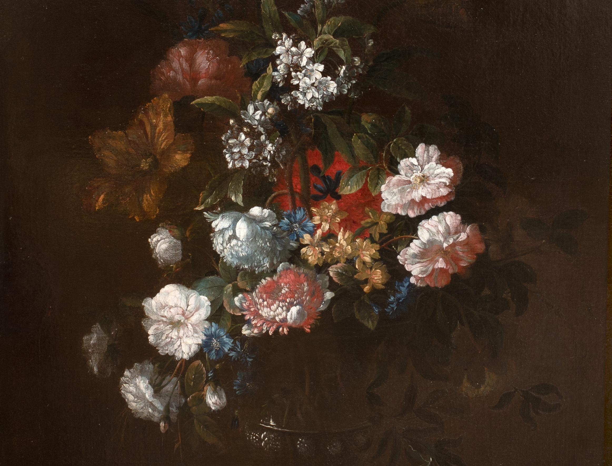 17th Century French Still Life Peonies, Blossom & Tulips, 17th Century MONNOYER For Sale 5