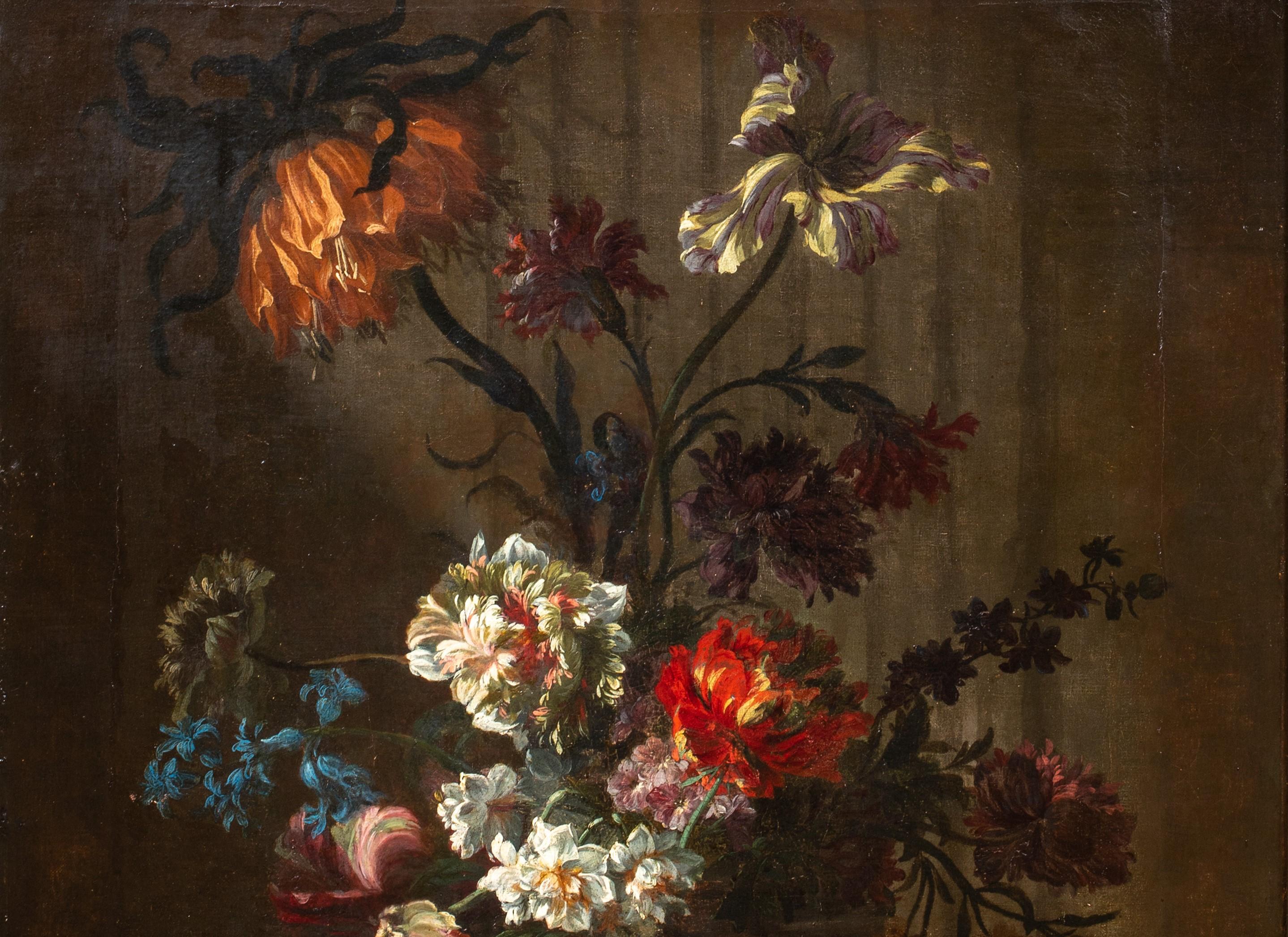 Still Life Of Flowers In A Vase, 17th Century  - Black Portrait Painting by Jean-Baptiste Monnoyer
