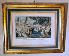 Jean Baptiste Morret French Etching With Allegorical Subject Gilded Wood Frame