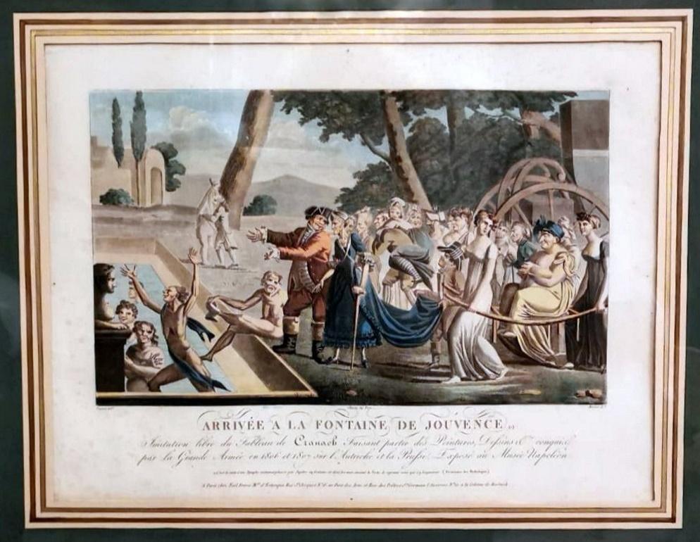 Etched Jean Baptiste Morret French Etching with Allegorical Subject Gilded Wood Frame For Sale