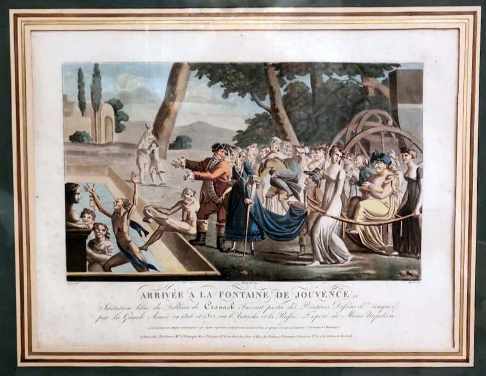 Französische Radierung von Jean Baptiste Morret mit Allegorischem Thema, vergoldetem Holzrahmen (Radiert) im Angebot