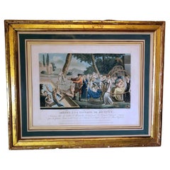 Jean Baptiste Morret French Etching with Allegorical Subject Gilded Wood Frame