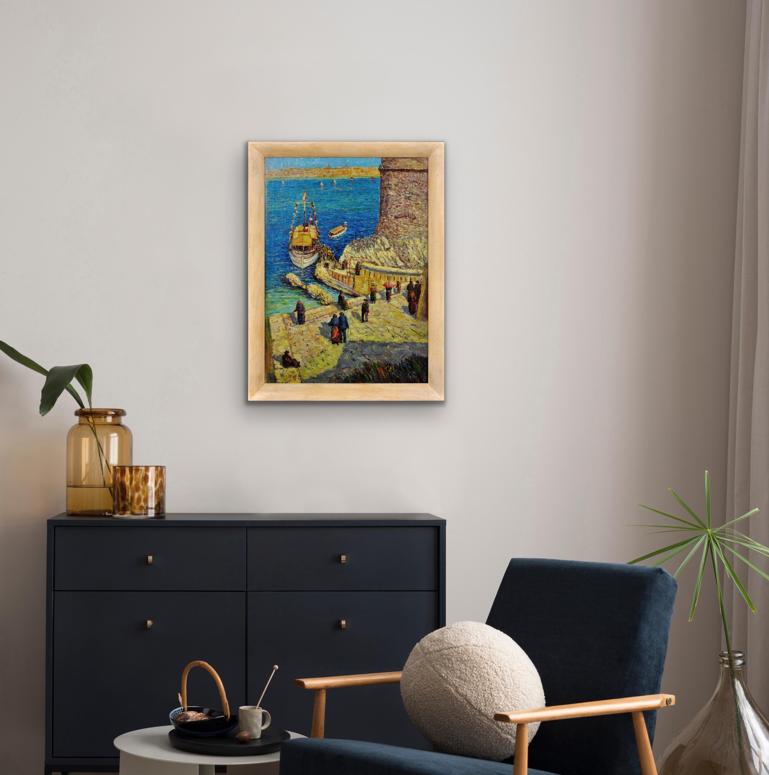 Le Château d'If Frioul Archipelago Framed Marseille France Coastal Oil Painting im Angebot 9