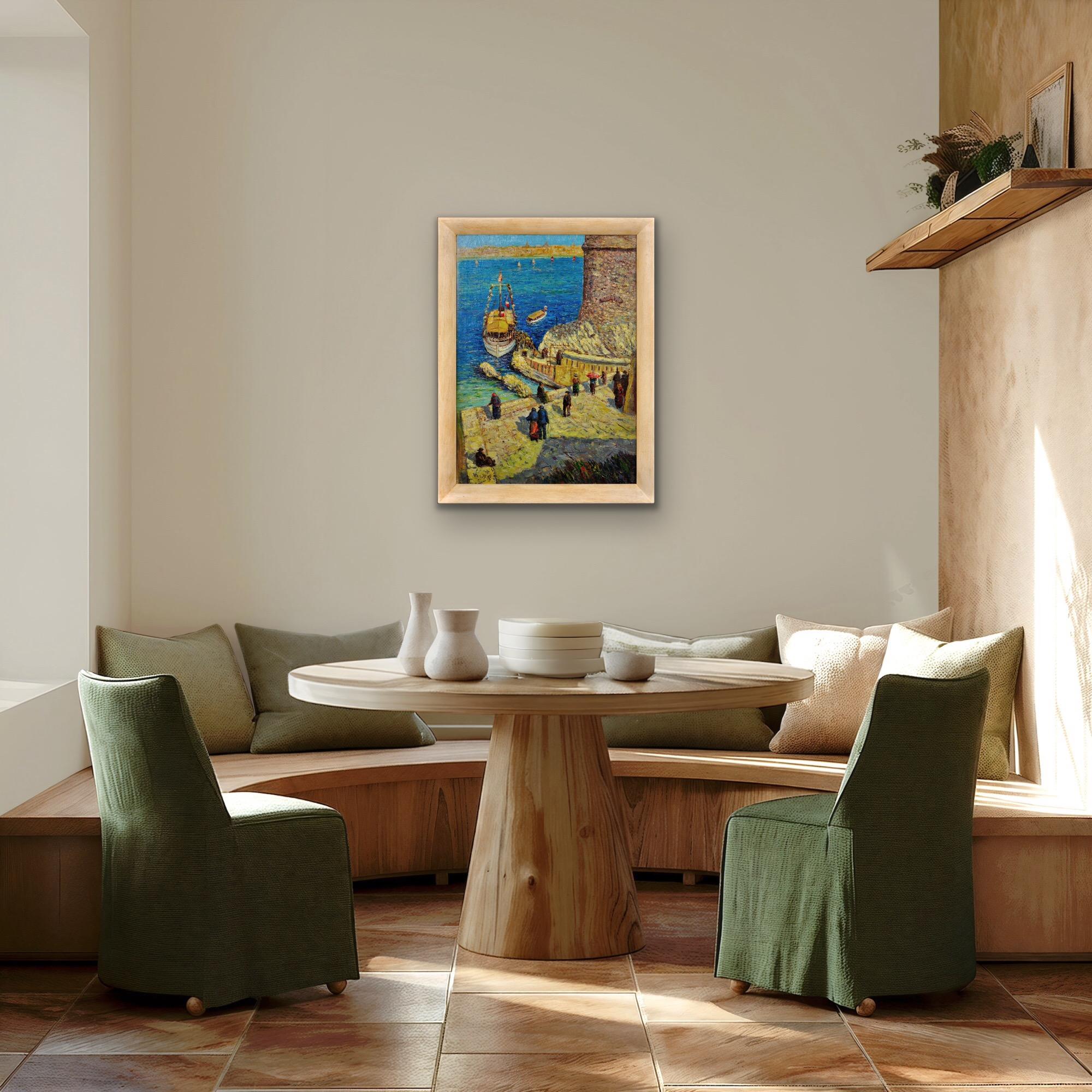 Le Château d'If Frioul Archipelago Framed Marseille France Coastal Oil Painting im Angebot 12
