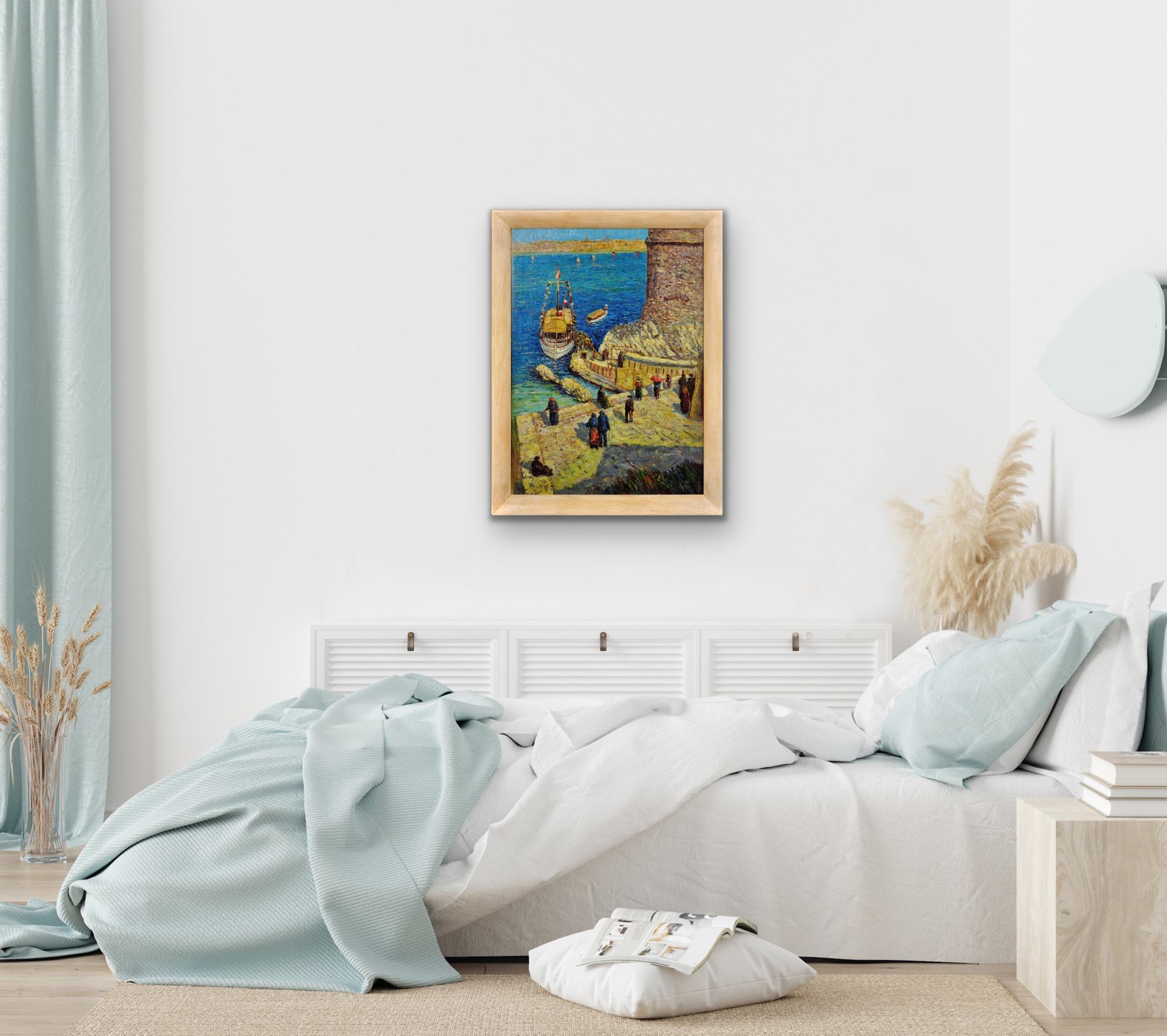 Le Château d'If Frioul Archipelago Framed Marseille France Coastal Oil Painting im Angebot 13