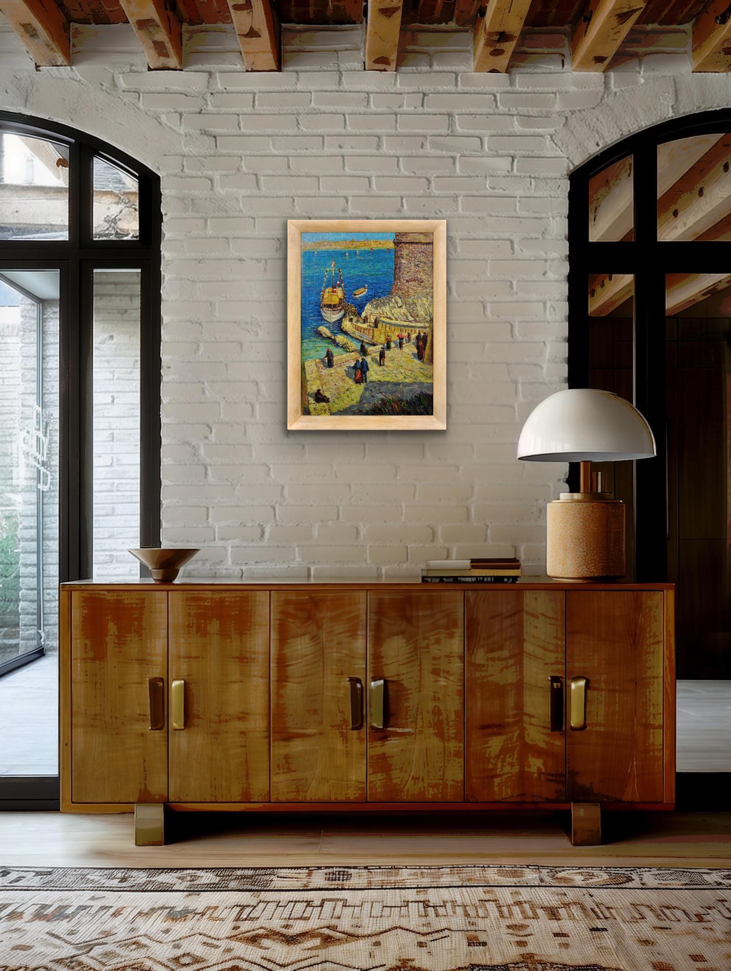 Le Château d'If Frioul Archipelago Framed Marseille France Coastal Oil Painting im Angebot 14
