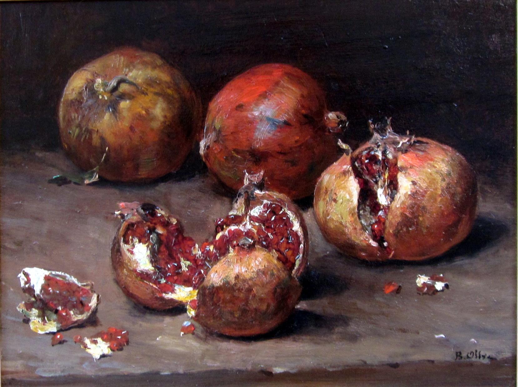 French Jean-Baptiste Olive, Pomegranate Still life Painting For Sale