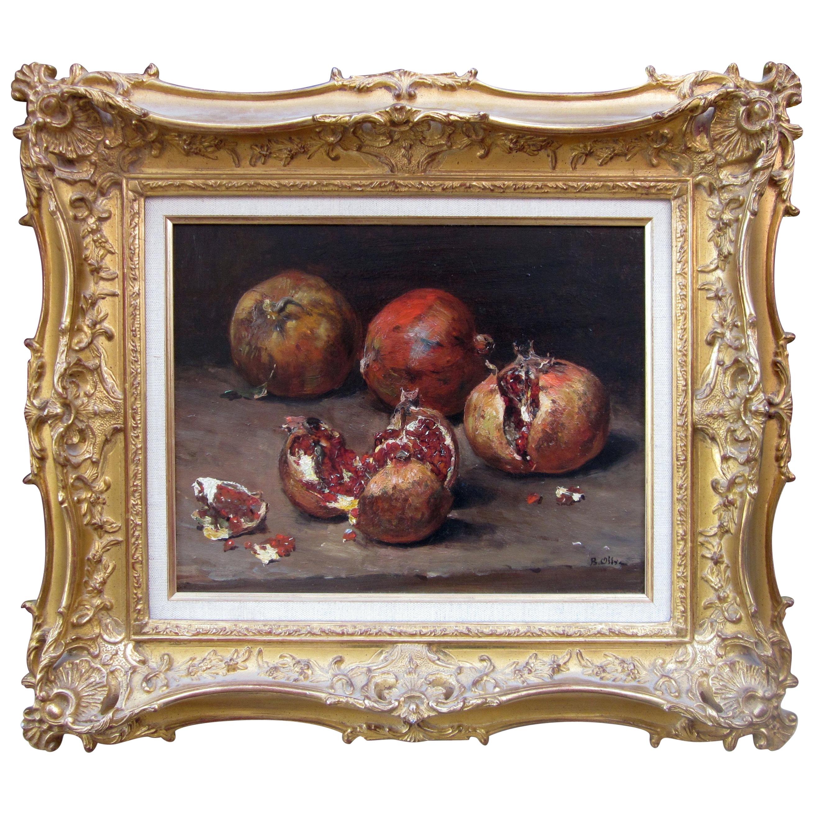 Jean-Baptiste Olive, Pomegranate Still life Painting For Sale