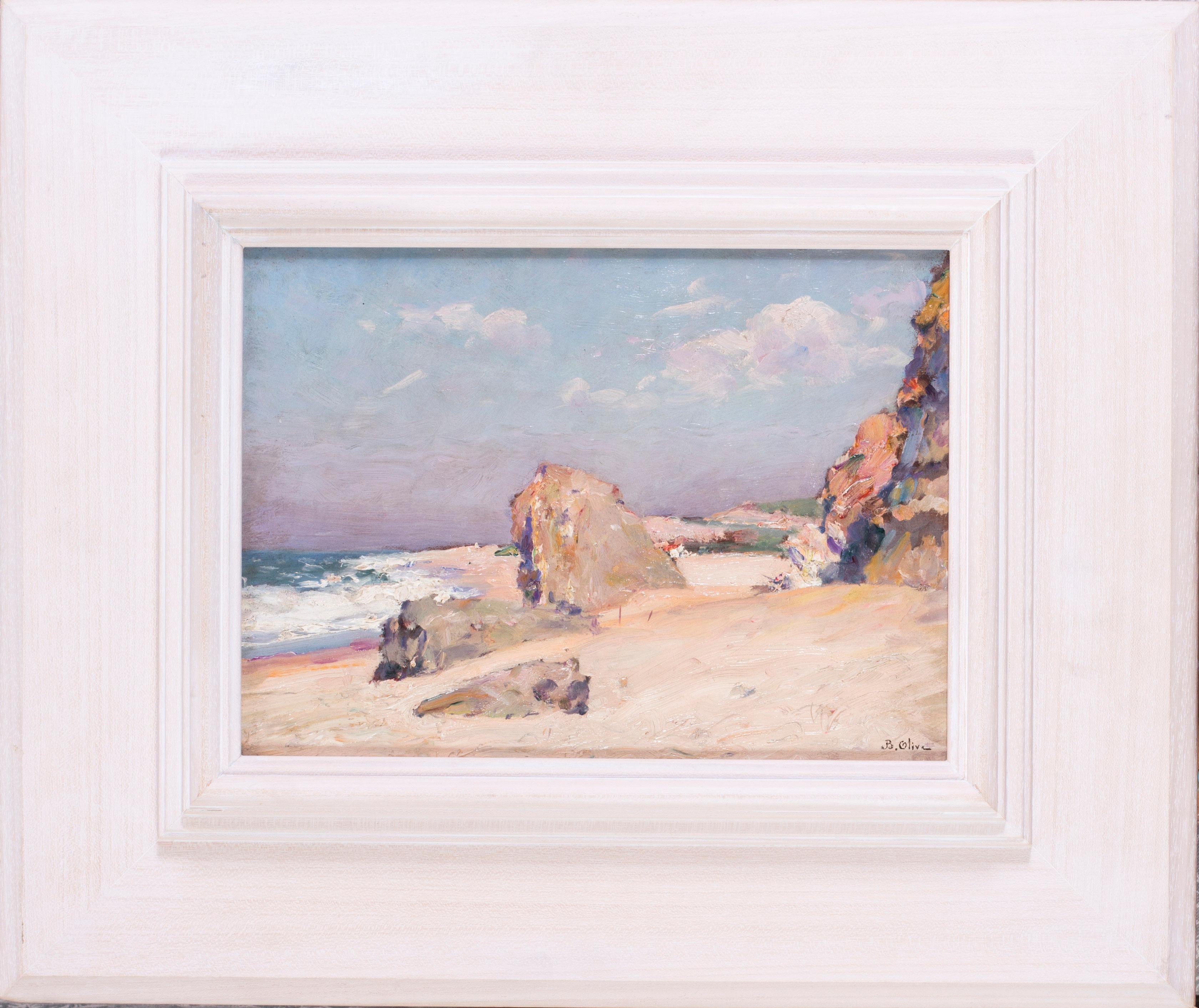 Jean-Baptiste Olive, French Post-Impressionist summer seascape oil painting