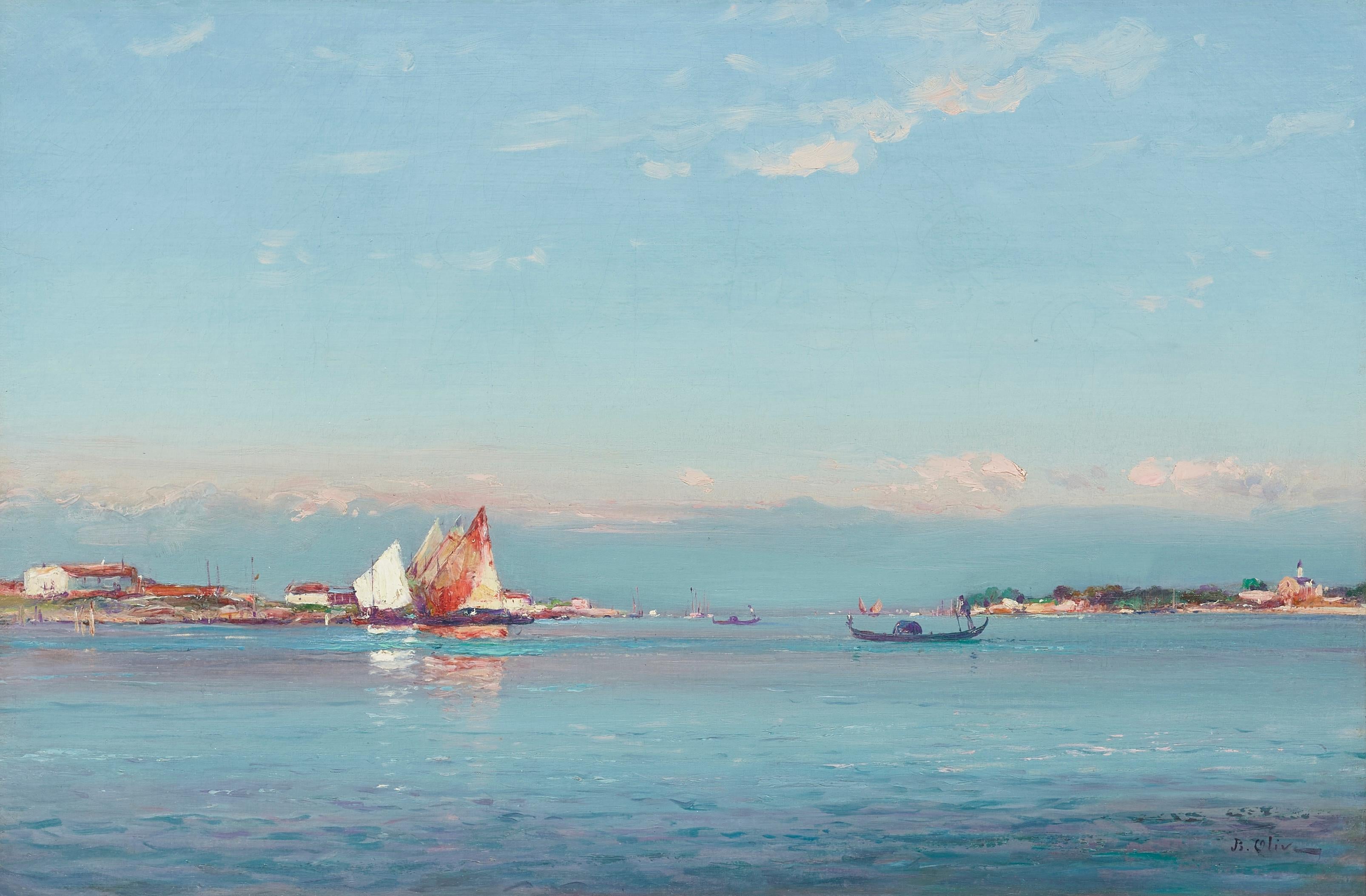 Voiliers dans la Lagune Hafen Impressionistisches Gemälde der Lagune von Venedig, Segel