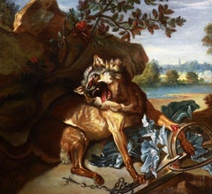 Vieille huile sur toile 18ème siècle, d'après l'école française Oudry, Jeanbaptiste