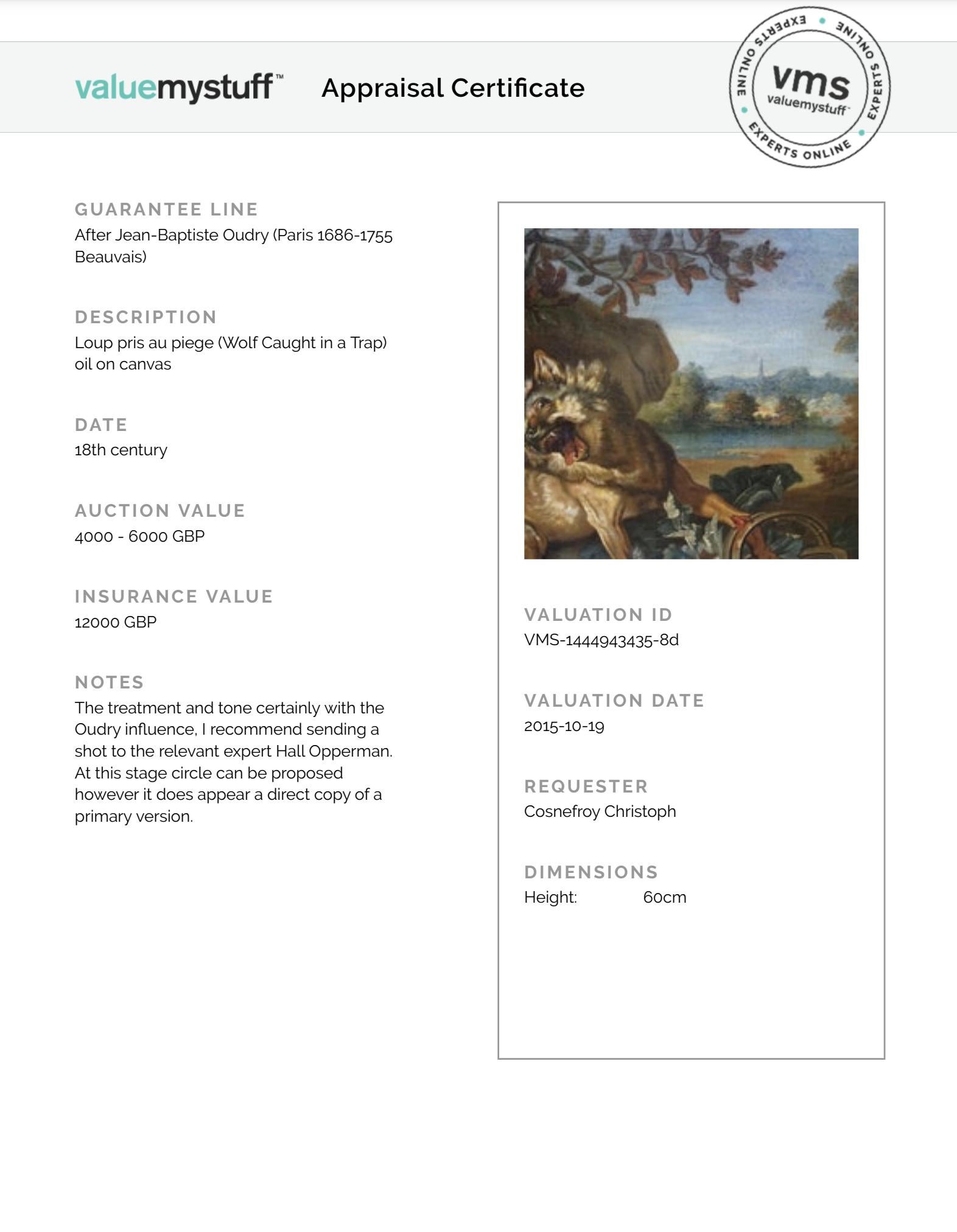 Antico olio su tela del 18° secolo, dopo Jean-Baptiste Oudry Scuola francese in vendita 1