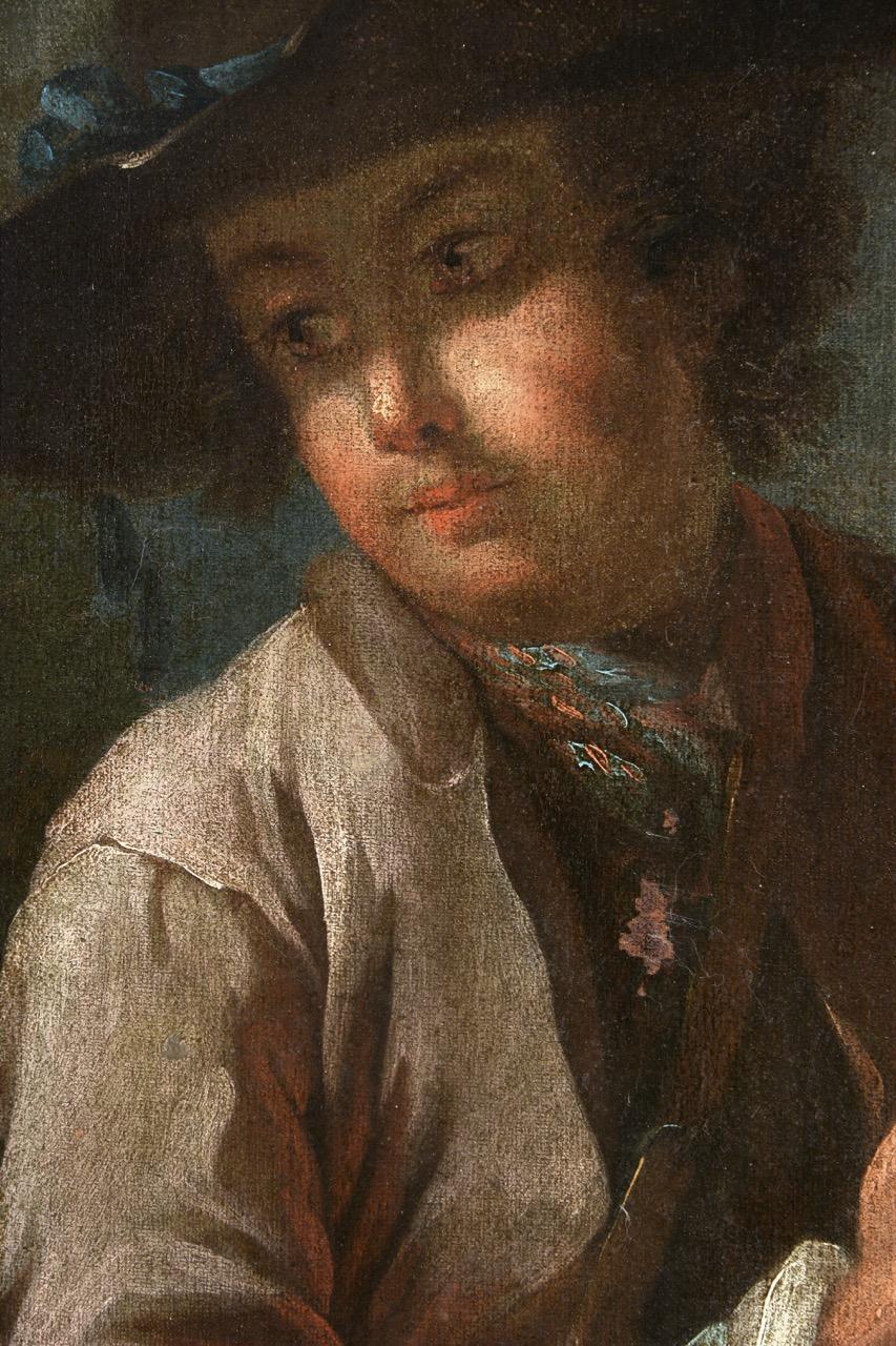 Un cacciatore che si riposa con il suo cane - Painting di Jean-Baptiste Oudry