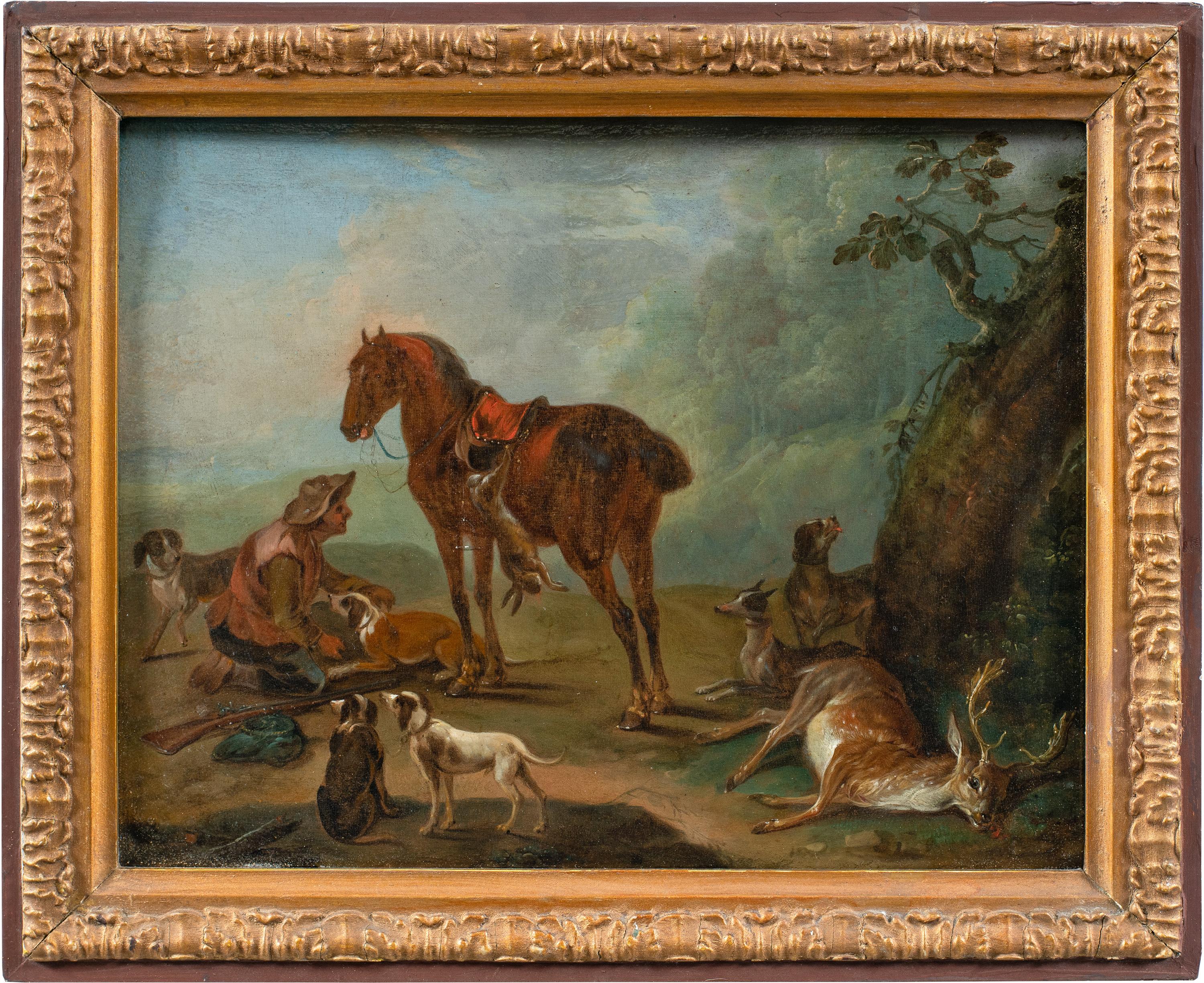 Taller de Jean-Baptiste Oudry - Paisaje francés del siglo XVIII - Caza
