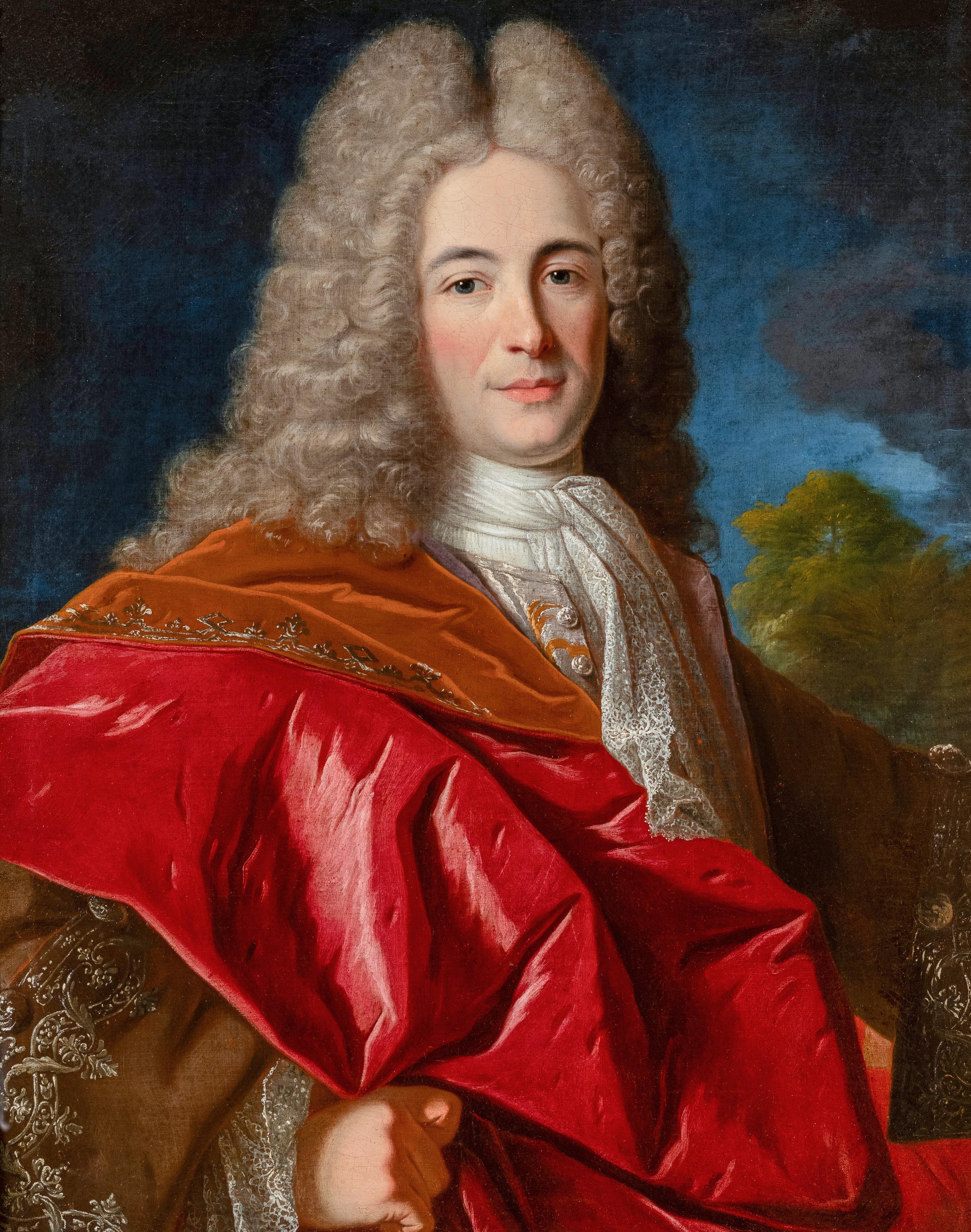 Ritratto di un nobile francese dell'inizio del XVIII secolo di scuola francese - Painting di Jean-Baptiste Oudry