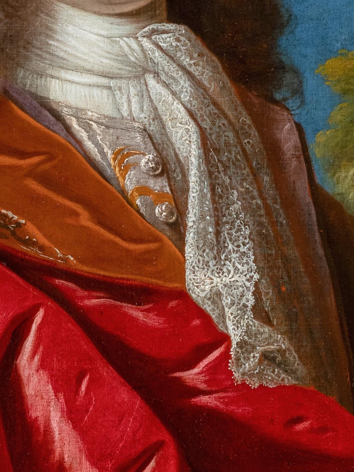 Ritratto di Monsieur de la Roche, signore di Pertheville
Attribuito a Jean-Baptiste Oudry (1686-1755)
Scuola francese dell'inizio del XVIII secolo, intorno al 1710
Olio su tela: h. 80 cm, l. 63 cm (31.5 in x 24.8 in)
Cornice intagliata in legno