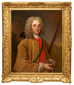 Portrait of Julien Prieur as a hunter - Circle of Jean-Baptiste Oudry 1686-1755 