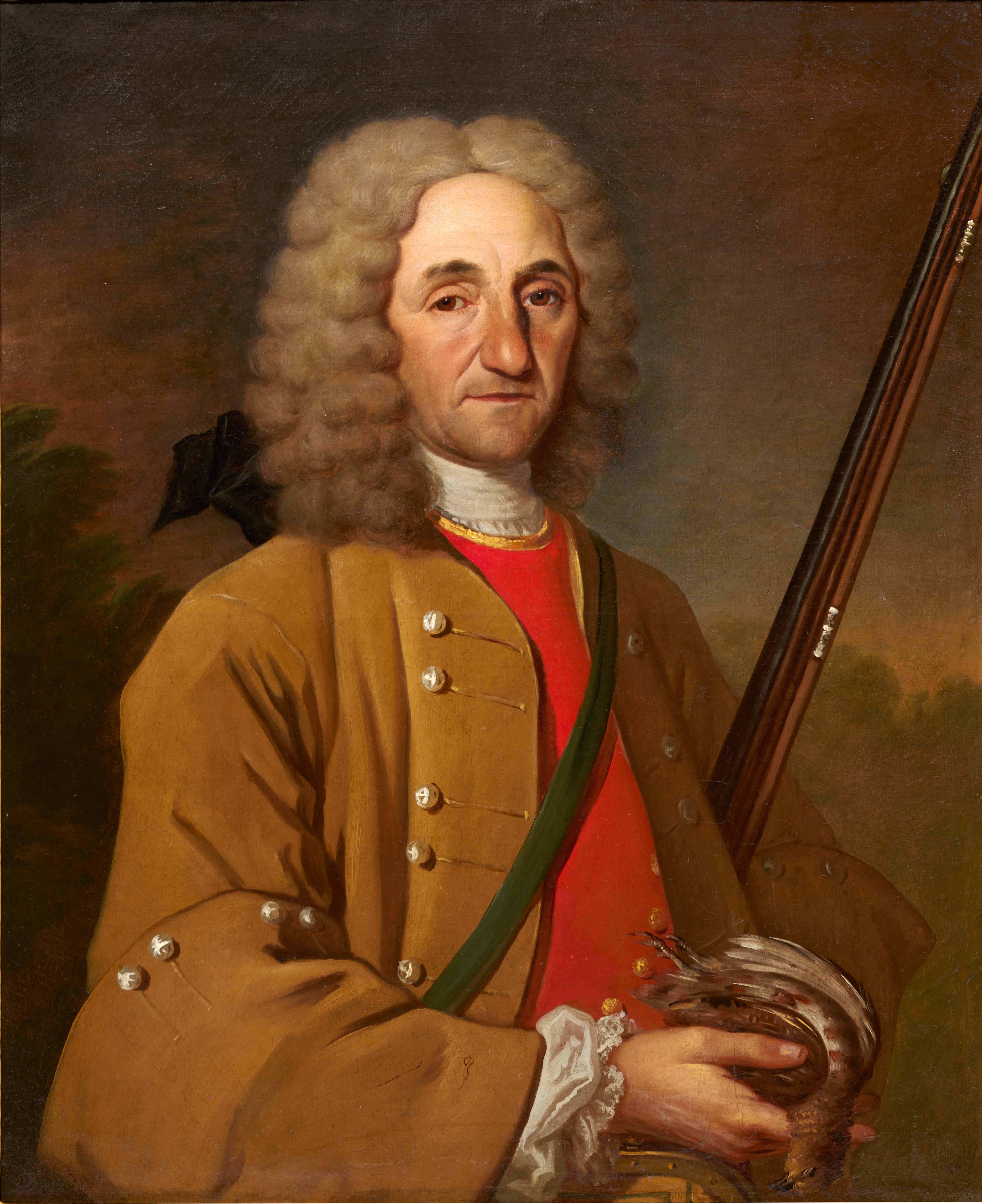 Porträt von Julien Prieur, dem Landvogt des Marquis d'Armentières, als Jäger – Painting von Jean-Baptiste Oudry