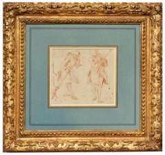 Due studi militari, un disegno preparatorio a gesso rosso di Jean-Baptiste Pater