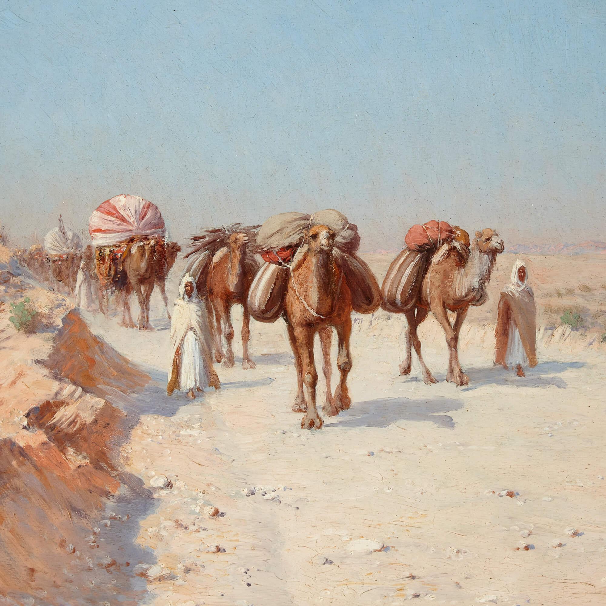 Orientalist Landscape with Camels Oil Painting by Lazerges 1
