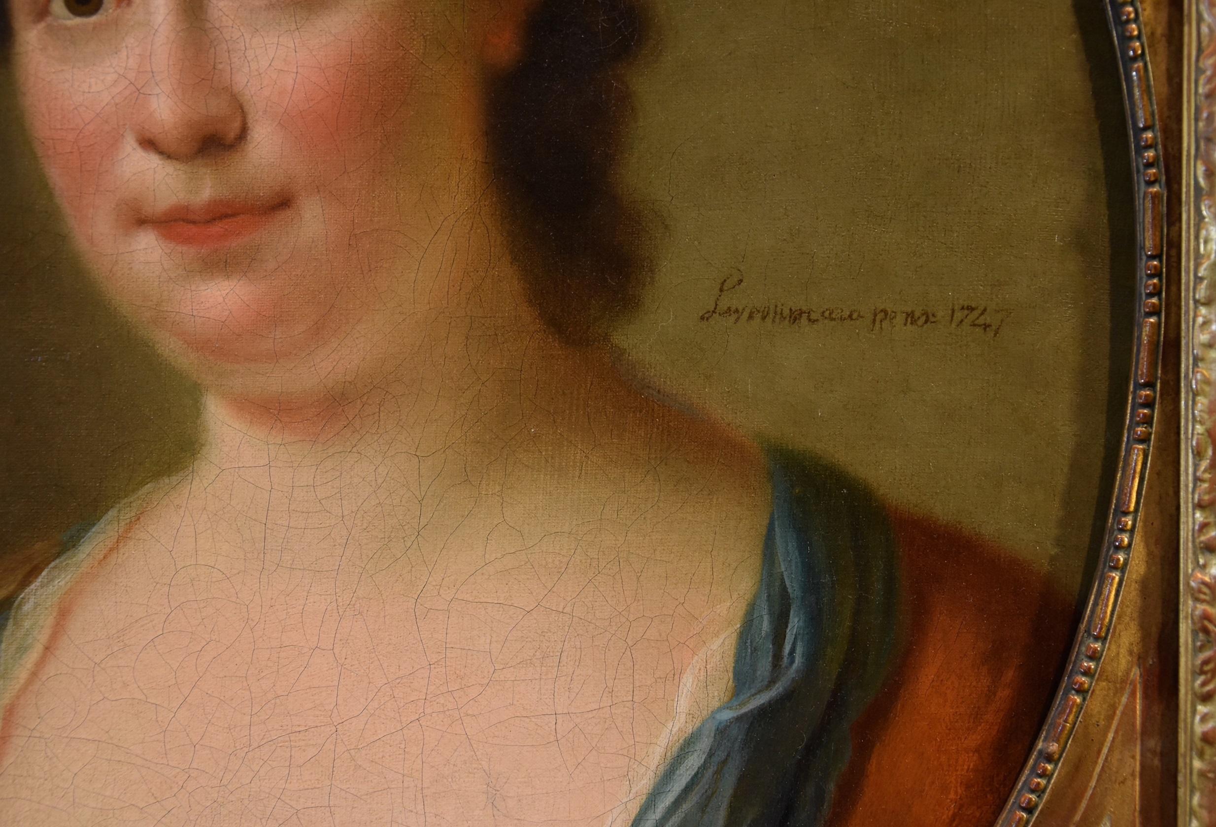 Portrait de femme de Perroneau, huile sur toile 18ème siècle maître français ancien en vente 3