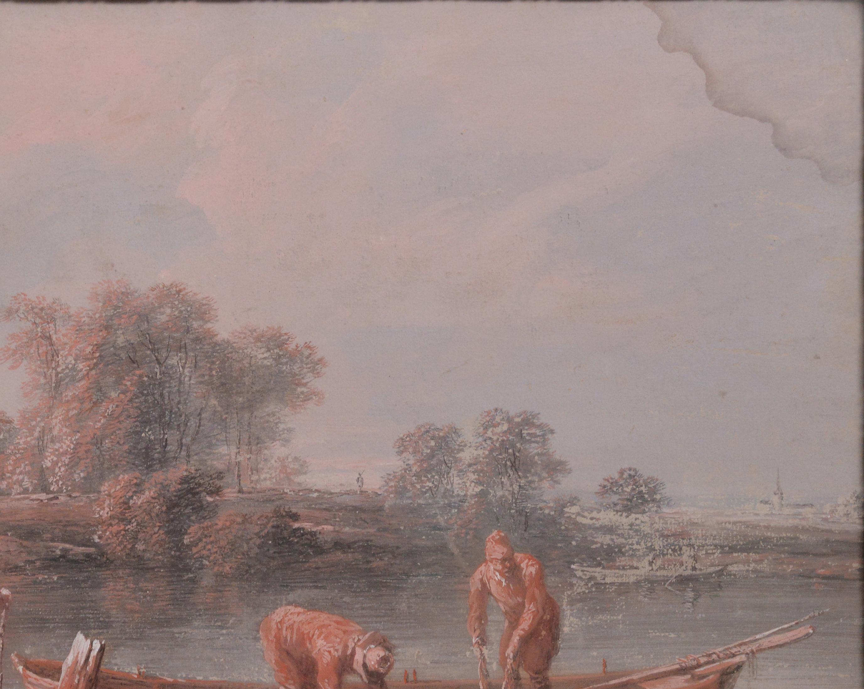 Paire de tableaux en grisaille Scènes rustiques 18e siècle Maître français du rococo en vente 5