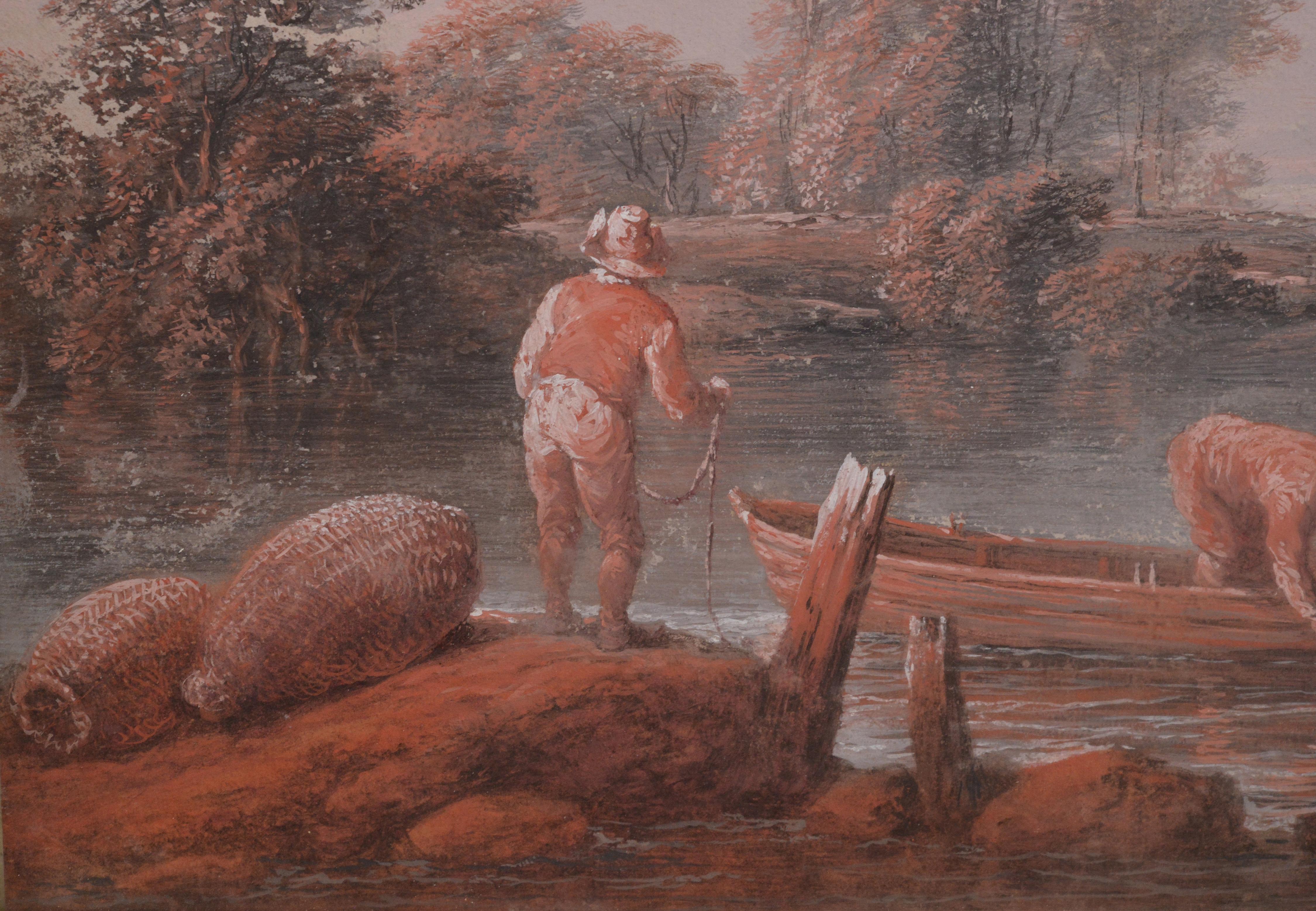 Paire de tableaux en grisaille Scènes rustiques 18e siècle Maître français du rococo en vente 3
