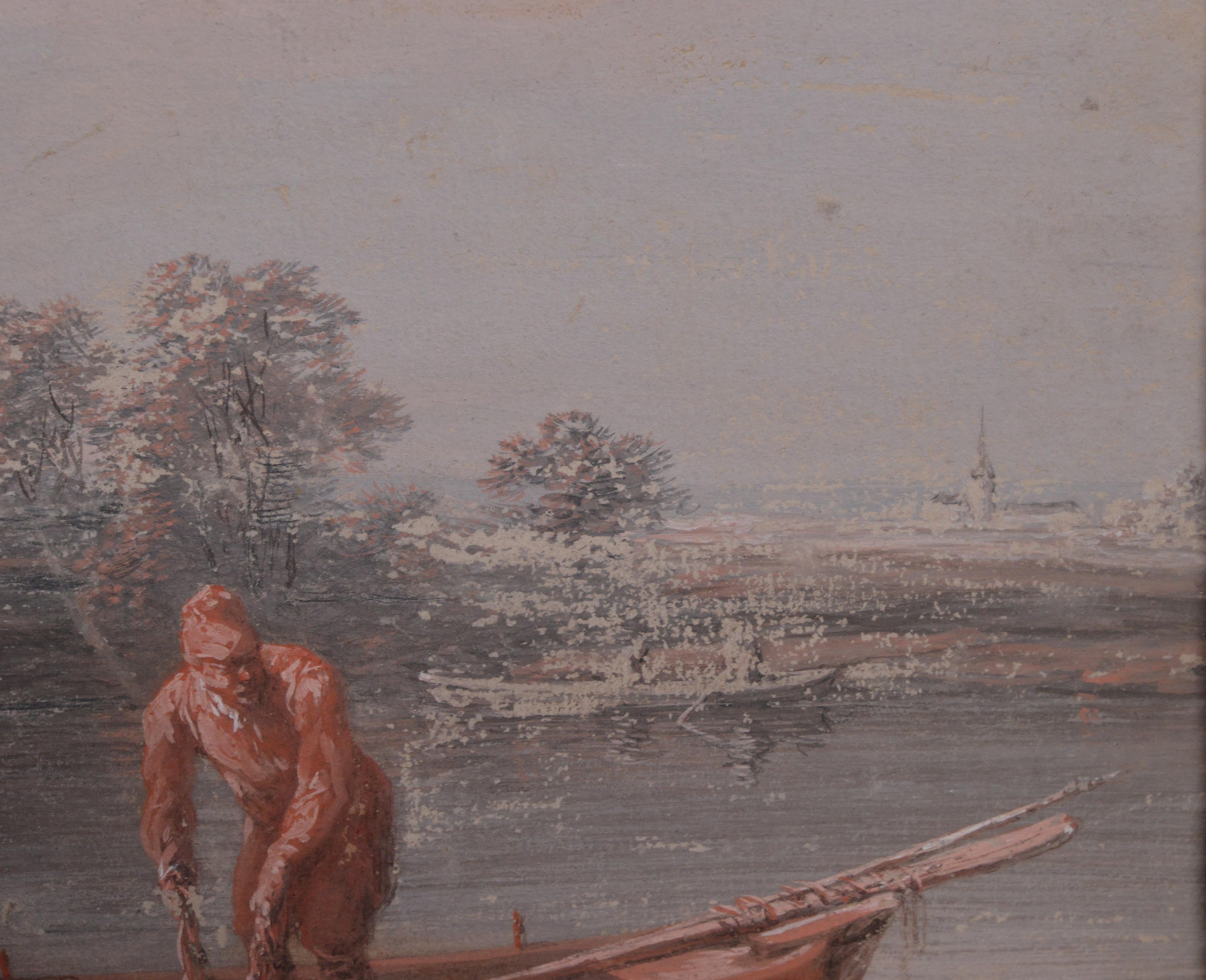 Paire de tableaux en grisaille Scènes rustiques 18e siècle Maître français du rococo en vente 4