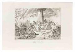Trafalgar - Mort de Nelson -Etching by Jean-Baptiste Réville-Early 19th Century