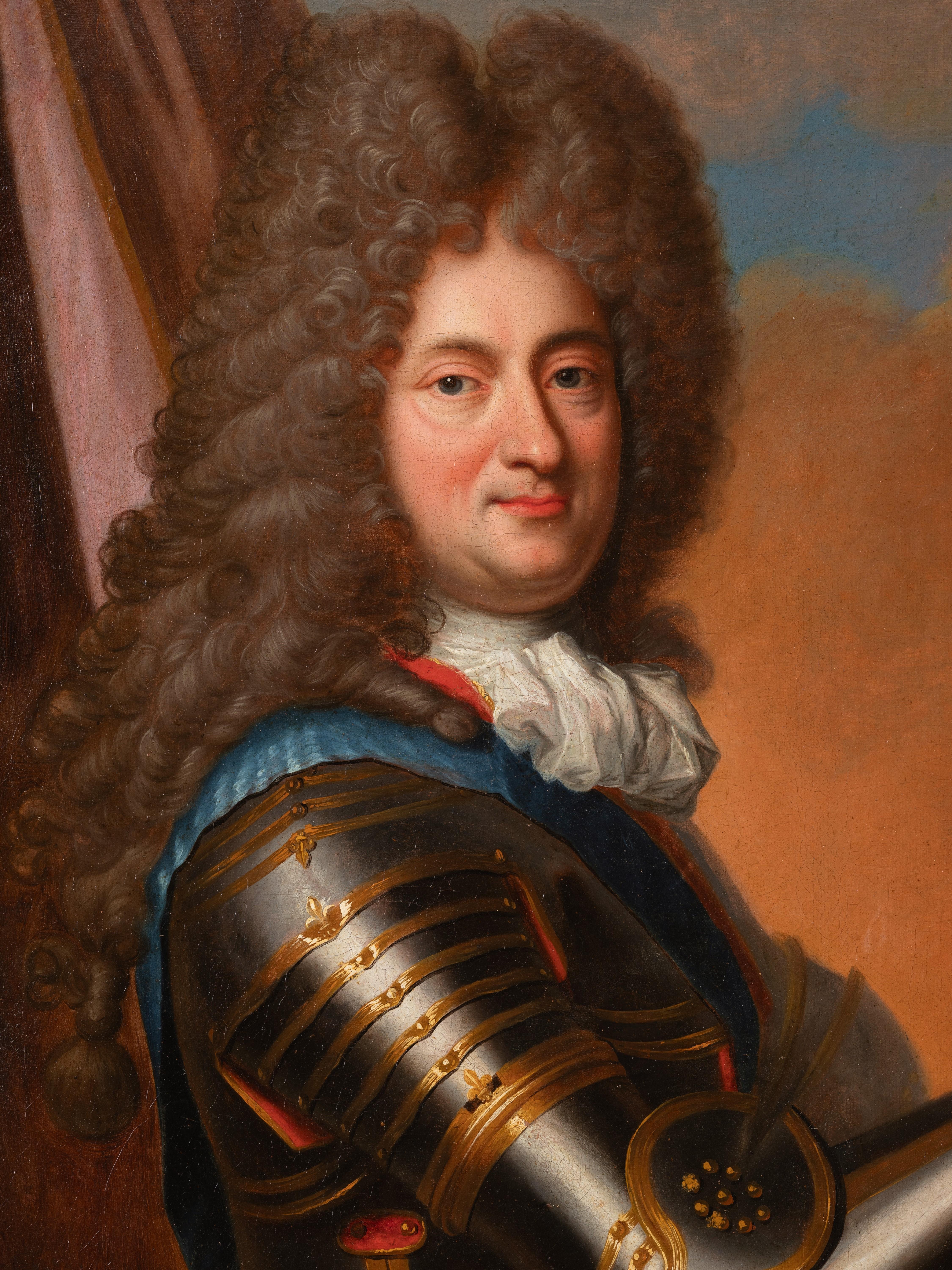 Philippe, Duke of Orléans (1674 -1723), Regent of France
Workshop of Jean Baptiste Santerre (Magny en Vexin, 1658 - Paris, 1717)
French school circa 1716-1718
Oil on canvas: h. 95 cm, w. 74 cm
Important Louis XIV period gilded and finely carved oak