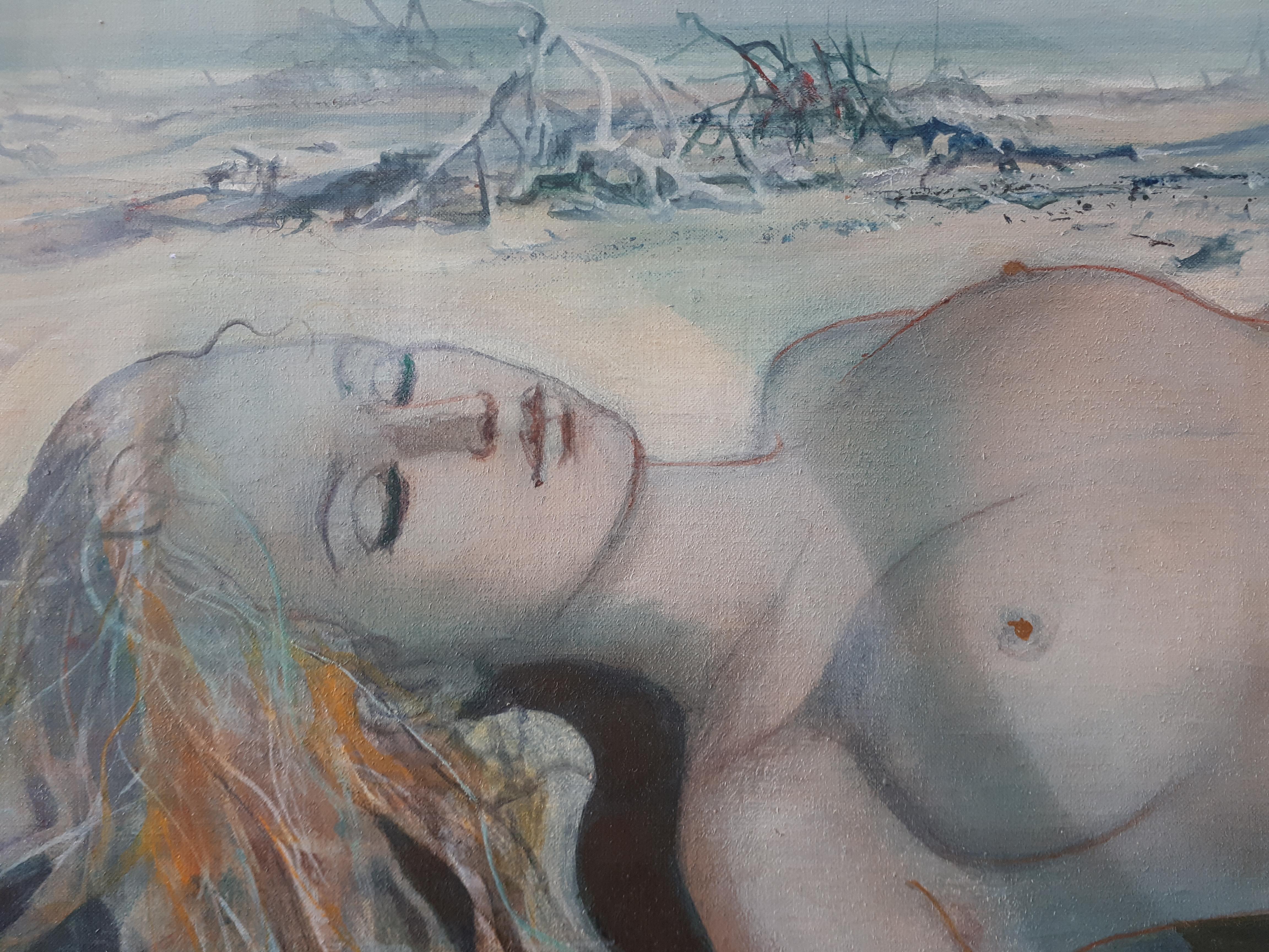 Asleep Young Woman - Handsigned oil on canvas 3
