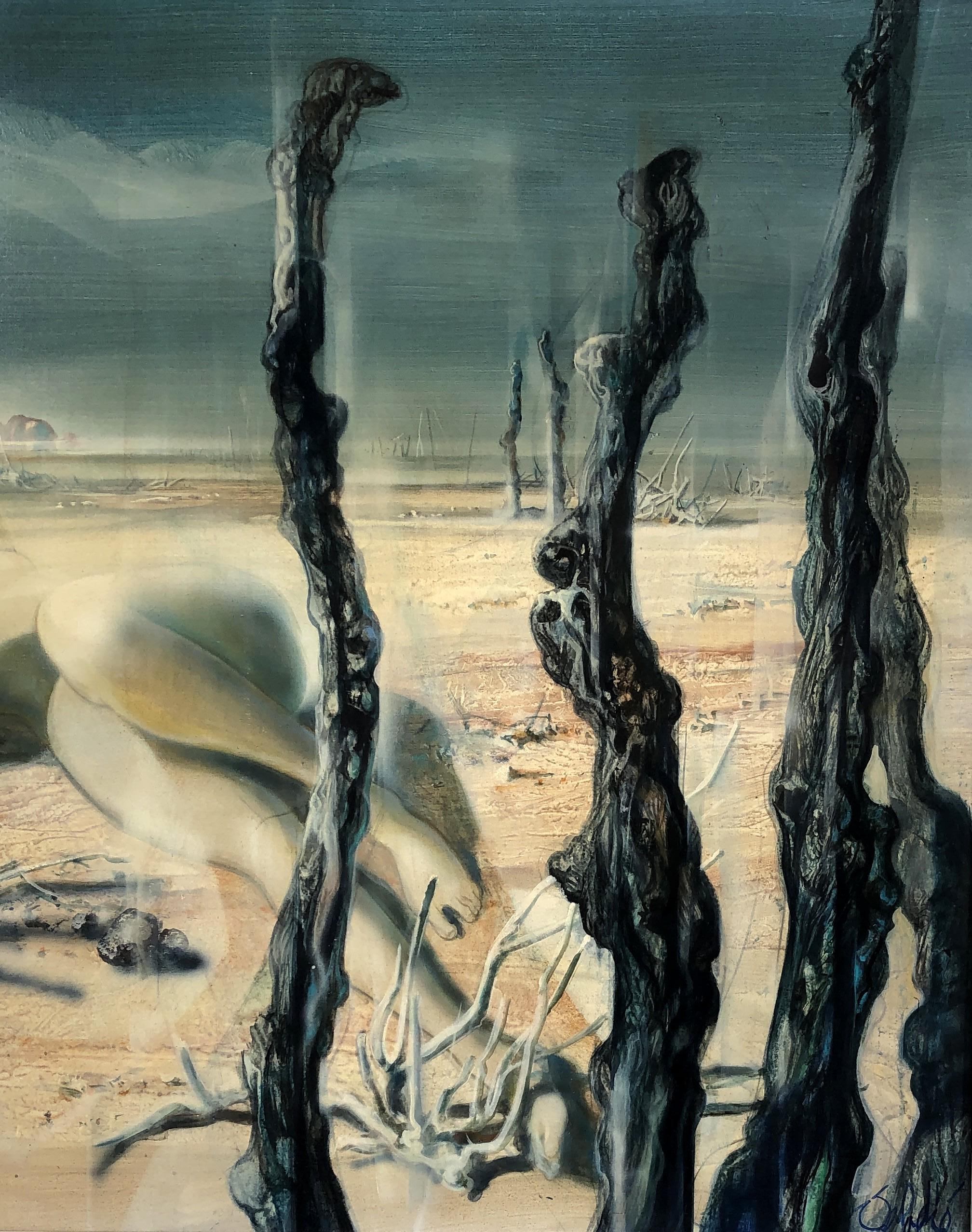 Avant la tempête - Grande huile sur toile originale, signée à la main  - Gris Landscape Painting par Jean-Baptiste Valadie