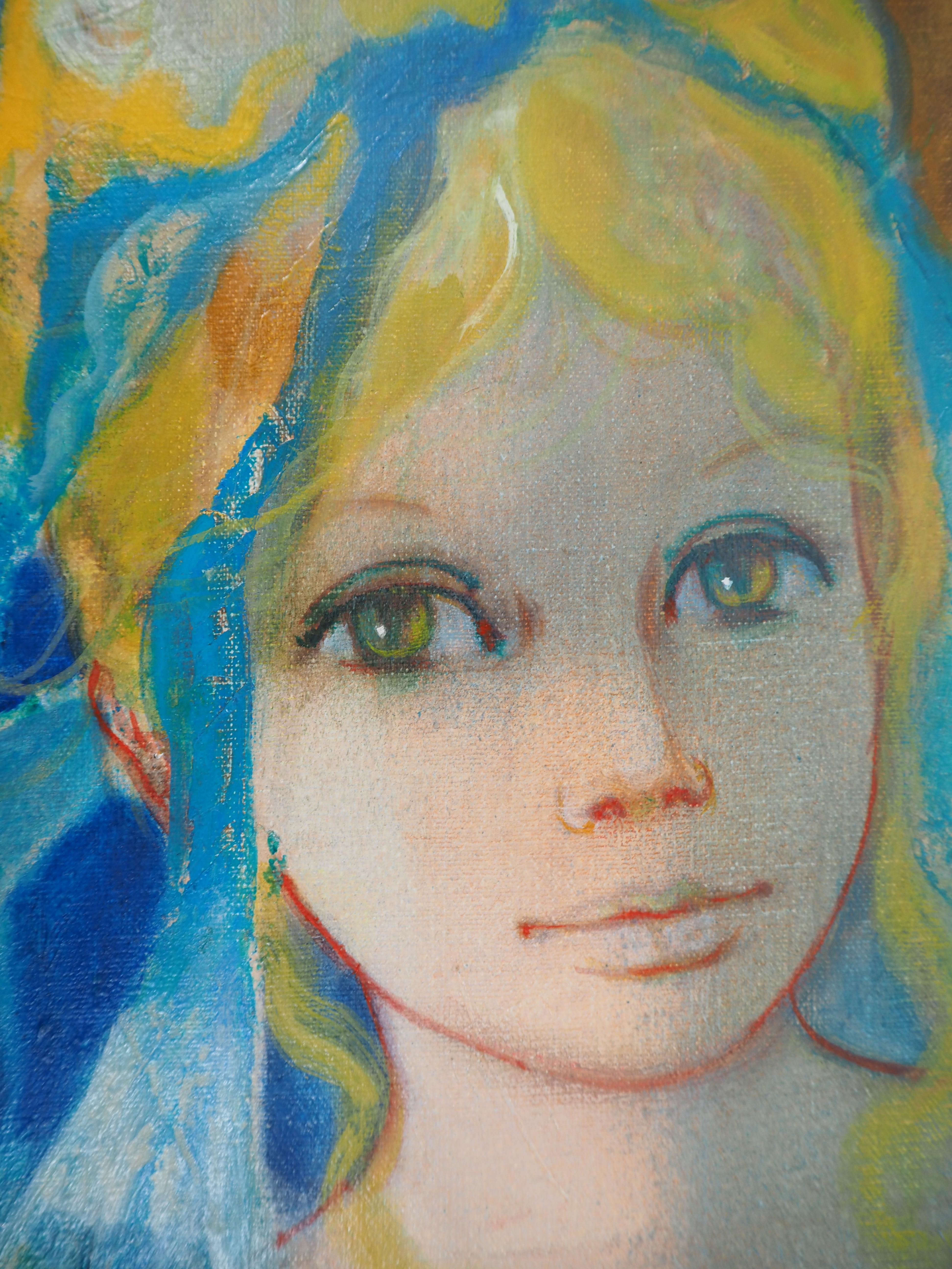 Jean-Baptiste Valadie (francese, 1933)
Ragazze con nastri nei capelli, 1975

Olio su tela
Firmato in basso a sinistra
Controfirmato, intitolato e datato sul retro
Su tela 35 x 24 cm (circa 14 x 10 pollici)
Presentato in una cornice di legno dorato