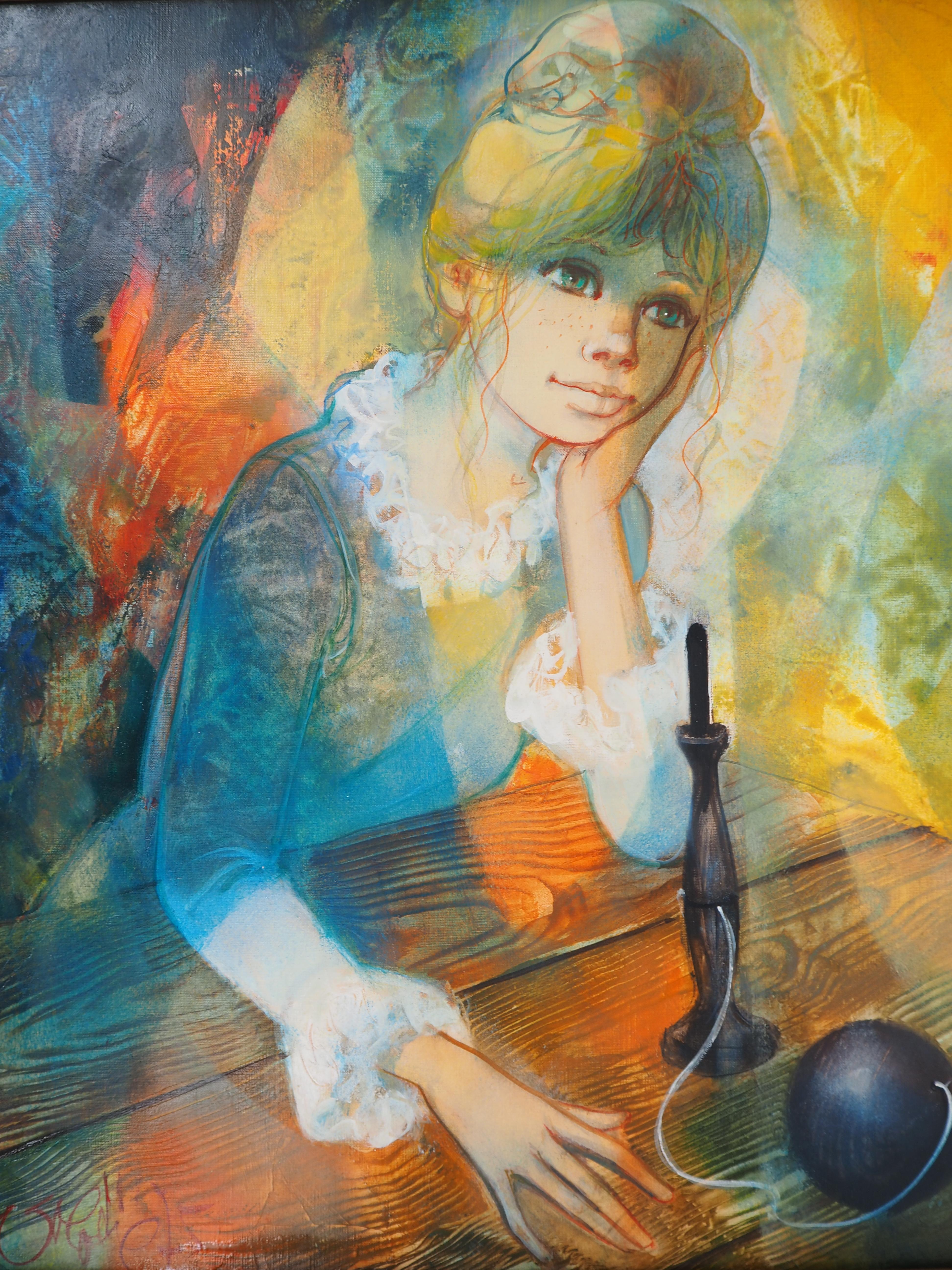 Jean-Baptiste Valadie (francese, 1933)
Ragazze con nastri nei capelli, 1975

Olio su tela
Firmato in basso a sinistra
Controfirmato, intitolato e datato sul retro
Su tela 55 x 46 cm (circa 22 x 18 pollici)
Presentato in una cornice di legno dorato