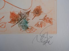 Herbst: Frau mit Fasanen – Original-Radierung, handsigniert
