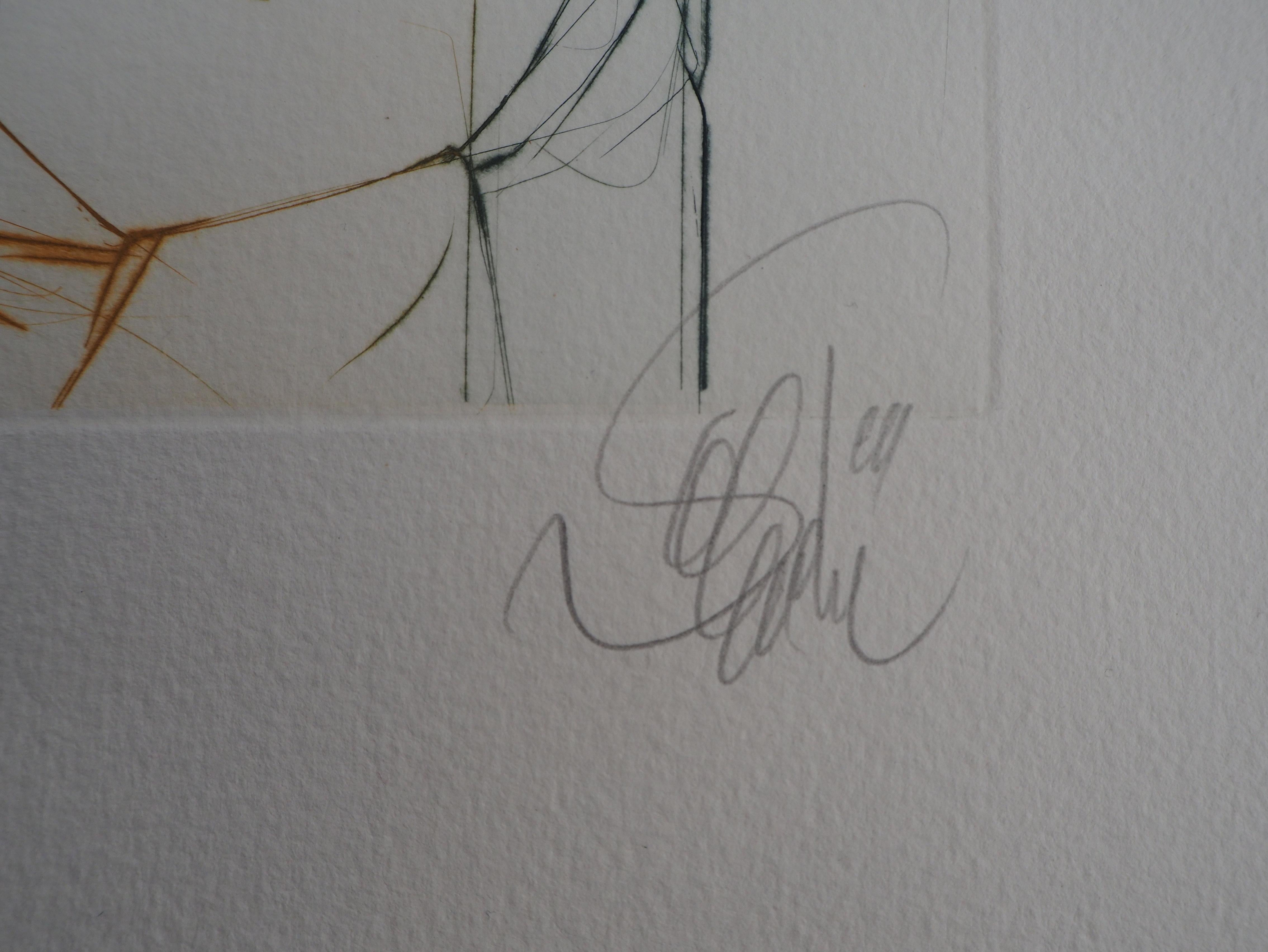 Nu se peignant les cheveux - Gravure originale, signée de la main de l'artiste - Print de Jean-Baptiste Valadie