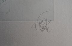 Desnudo tranquilo sentado - Grabado original, firmado a mano